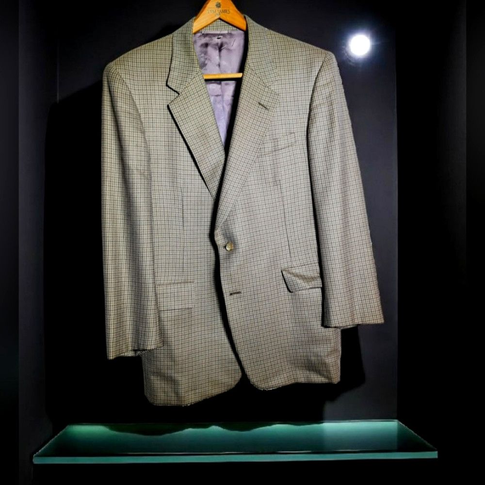 Hickey Freeman Hickey Freeman Tan Sz 48 Checkered Blazer Lavender Lining Size 48R - 1 Thumbnail