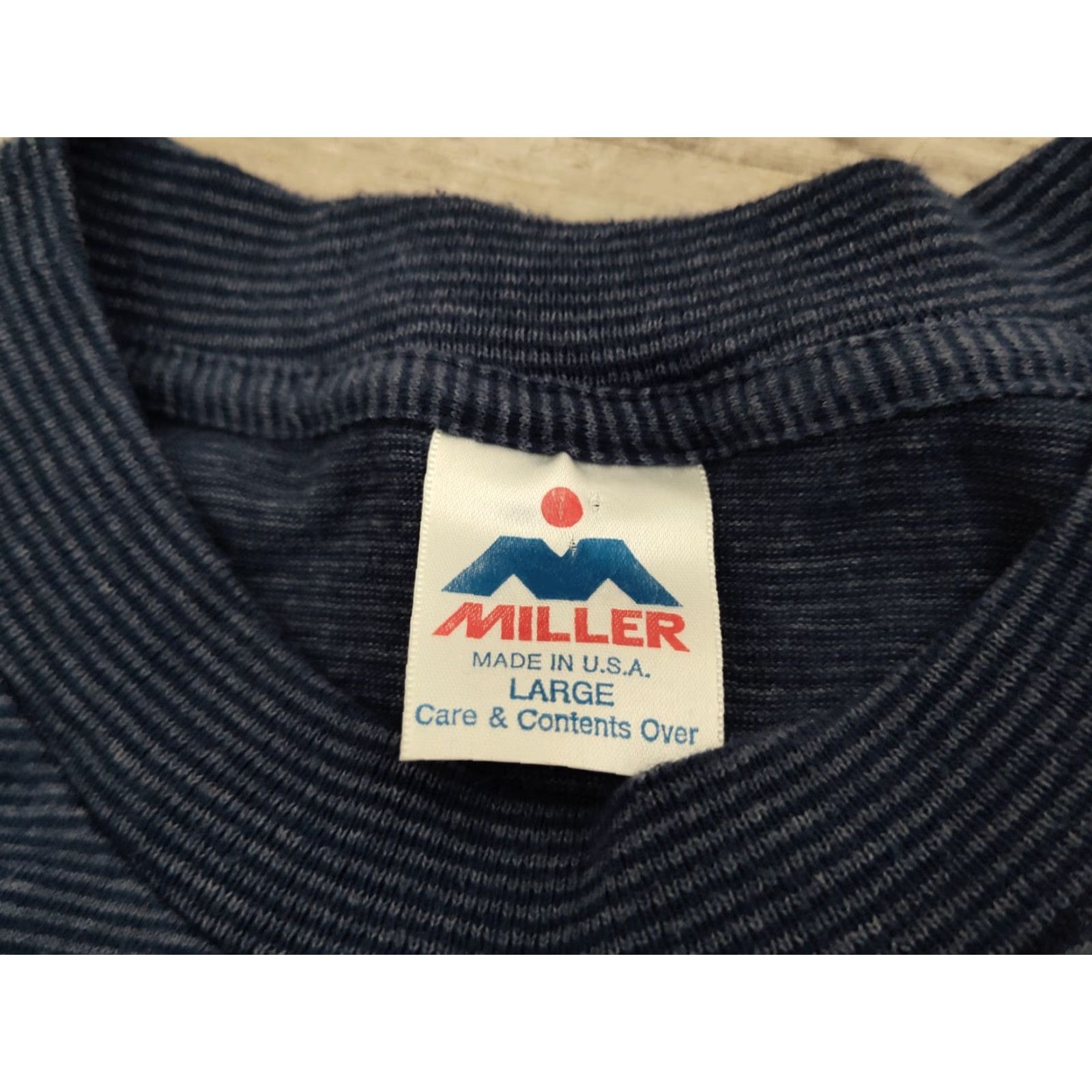 Vintage VINTAGE Miller USA Michigan Tee Shirt Striped Single Stitch T-Shirt Regular Fit Size L Blue Cotton Polyester Men Mens Size US L / EU 52-54 / 3 - 7 Thumbnail