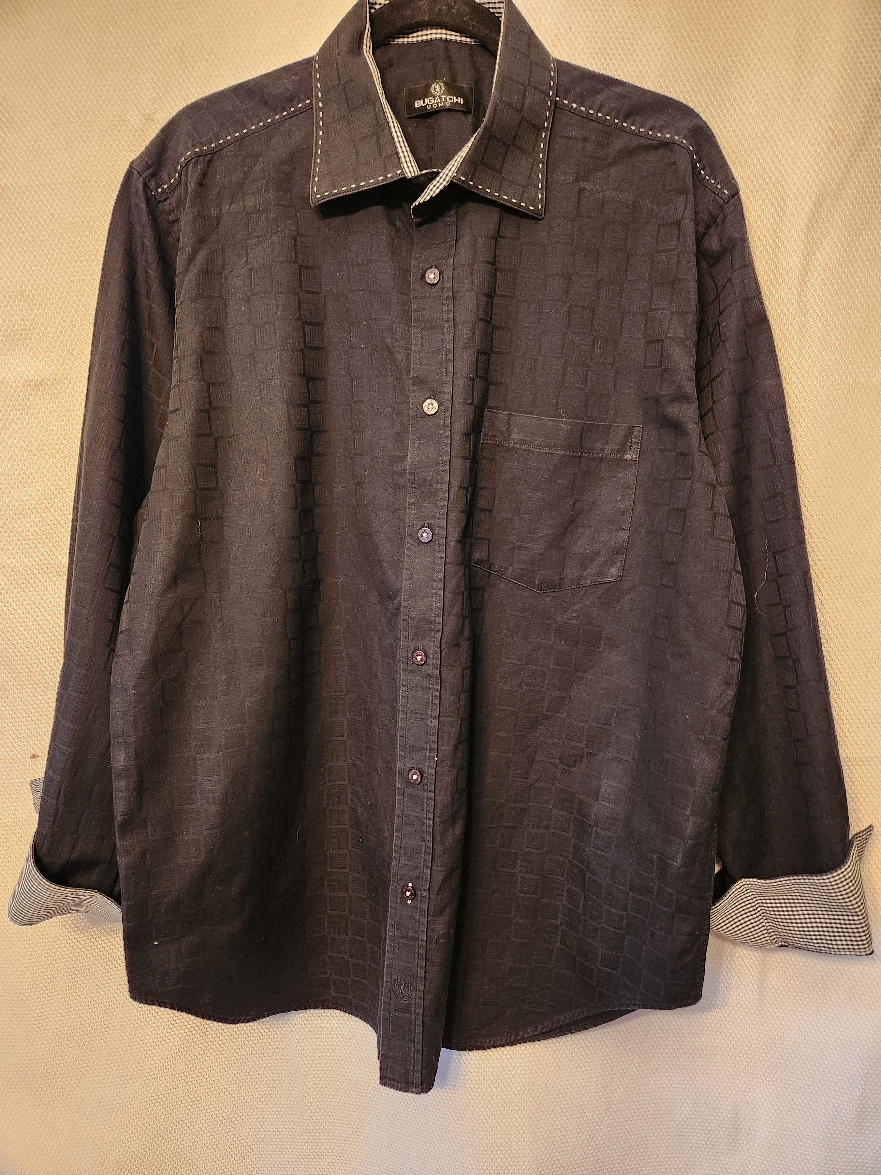 BUGATCHI 100% Cotton Button Front Long Sleeve Shirt Size US XL / EU 56 / 4 - 1 Thumbnail