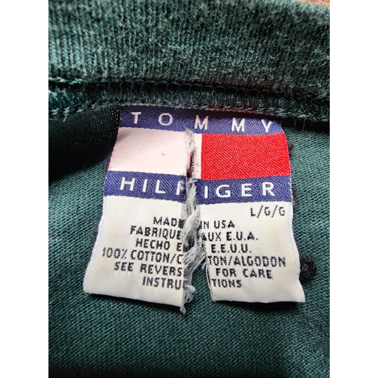 Tommy Hilfiger VINTAGE Tommy Hilfiger Tommy Jeans T Shirt Logo Green Adult L Crew Neck Short Sleeve 1990s Mens Shirt Size US L / EU 52-54 / 3 - 3 Thumbnail