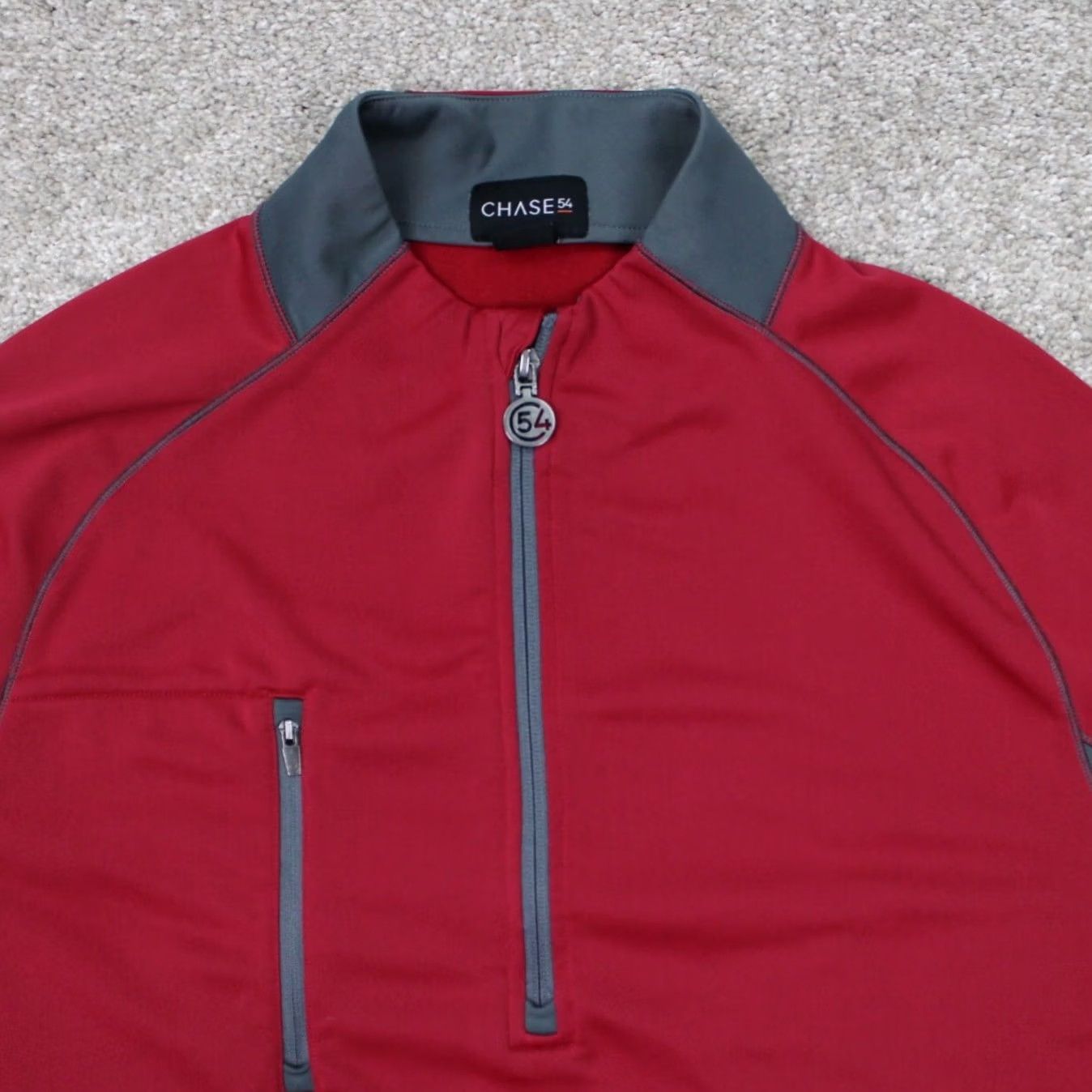 Vintage Chase 54 Sweatshirt Mens XL Red/Gray Golf 1/4 Zip Polyester Long Sleeve Size US XL / EU 56 / 4 - 5 Thumbnail