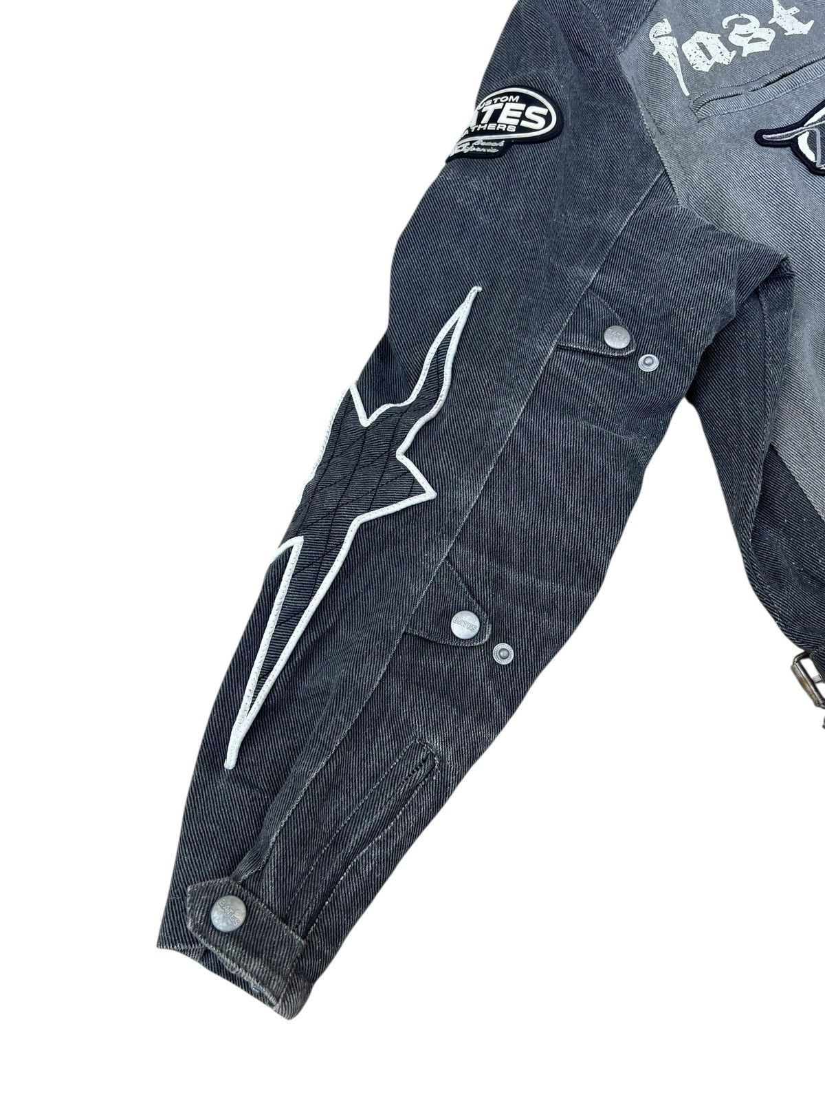 Kadoya Vintage Y2K BATES Distressed Faded Denim Moto Jacket Size US L / EU 52-54 / 3 - 7 Thumbnail