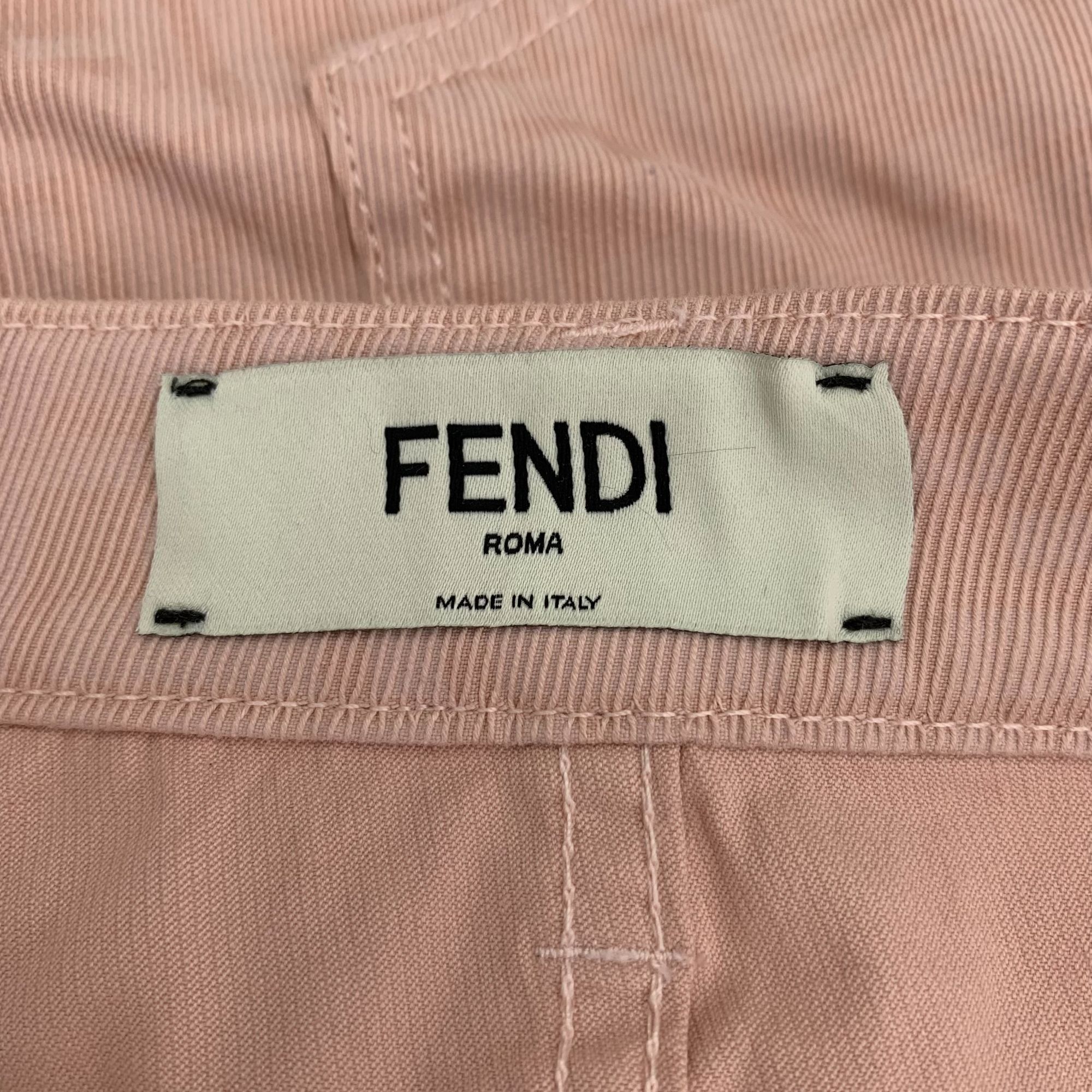 Fendi Fendi Pink Logo Print Cotton Denim Casual Skirt (Size S) Size 38" / US 16 / IT 52 - 2 Thumbnail