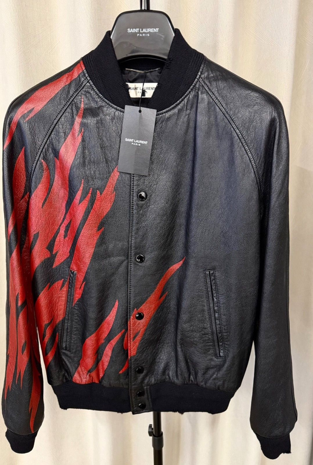 Saint Laurent Paris Saint Laurent Paris 17FW Flames Lambskin Bomber Jacket Size US S / EU 44-46 / 1 - 1 Thumbnail