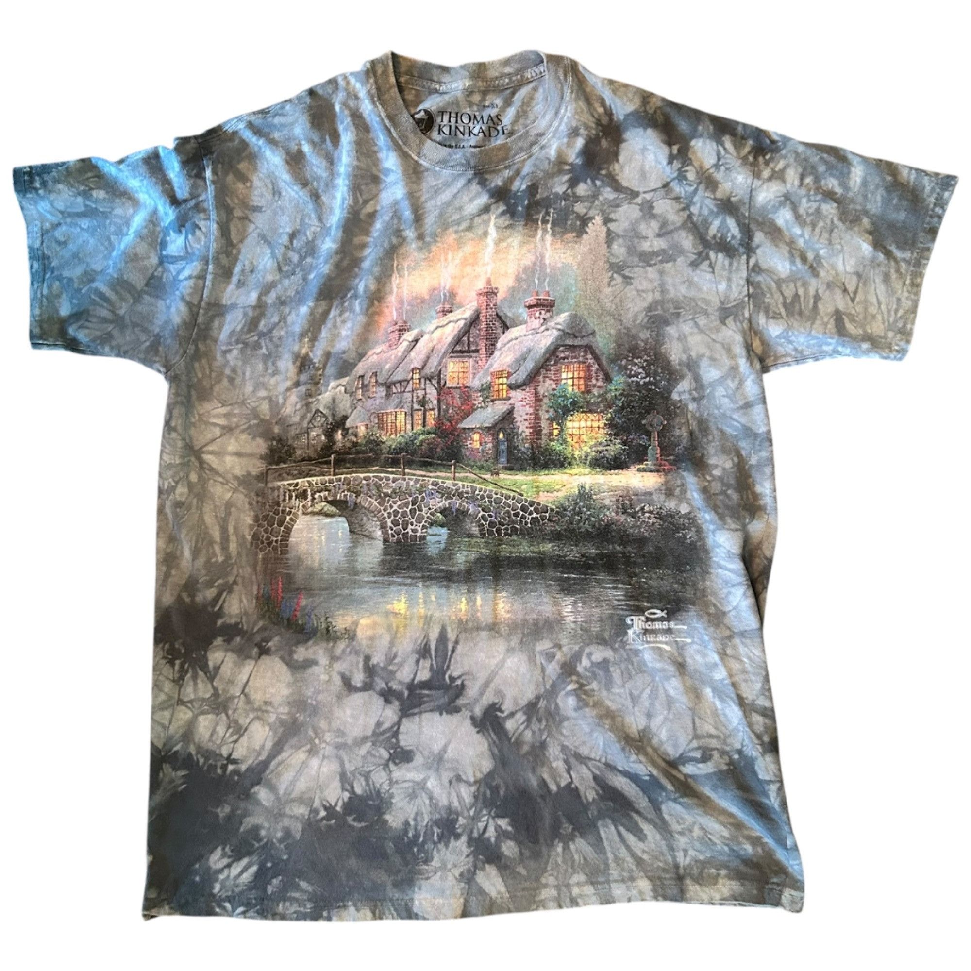 The Mountain The Mountain Thomas Kinkade Tie Dye Cozy Cottage Graphic Tee Size US XL / EU 56 / 4 - 1 Thumbnail