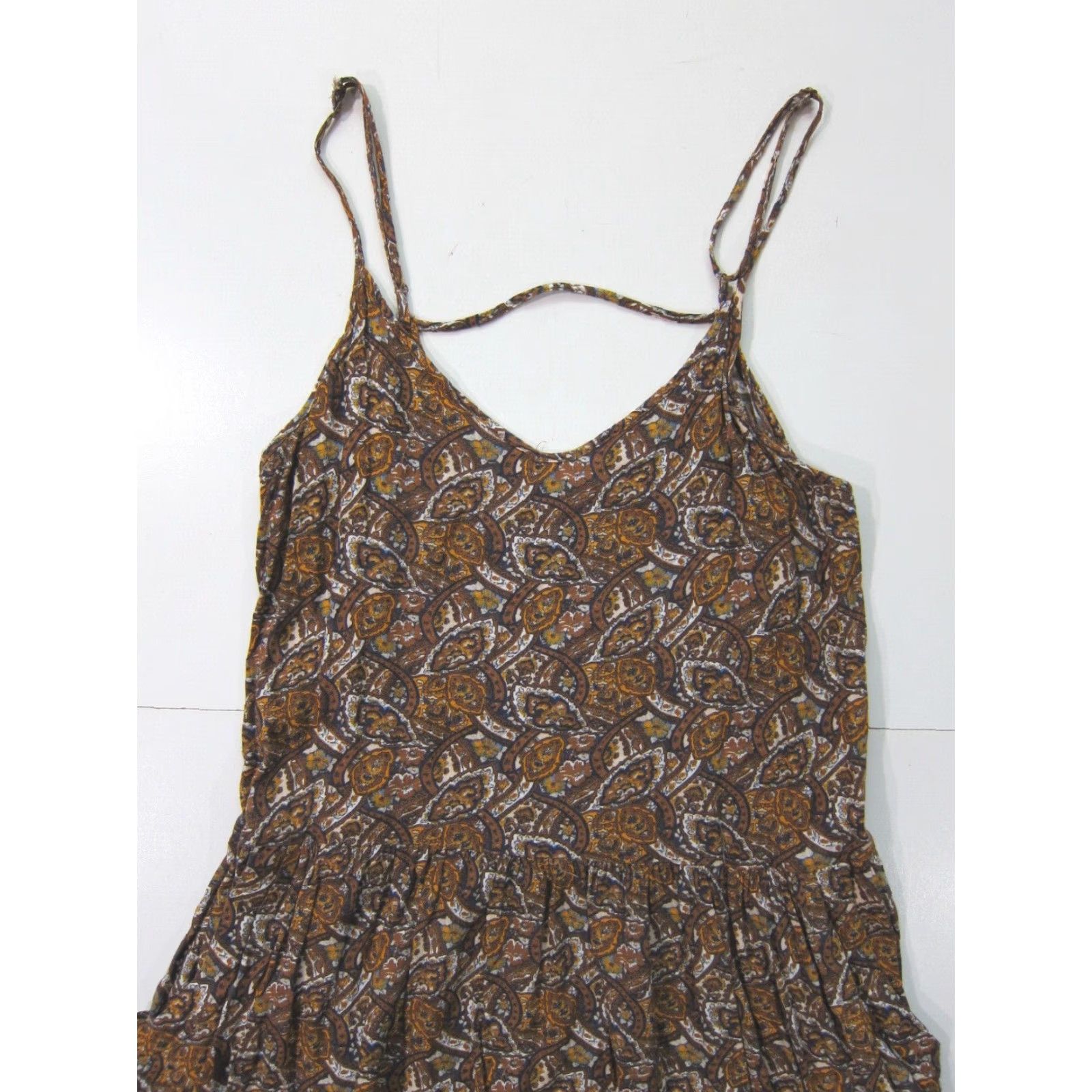 American Eagle Outfitters VINTAGE American Eagle Outfitters Dress Pocket Floral Paisley 100% Rayon Brown Yellow M Women Sleeveless Pockets Size M / US 6-8 / IT 42-44 - 5 Thumbnail
