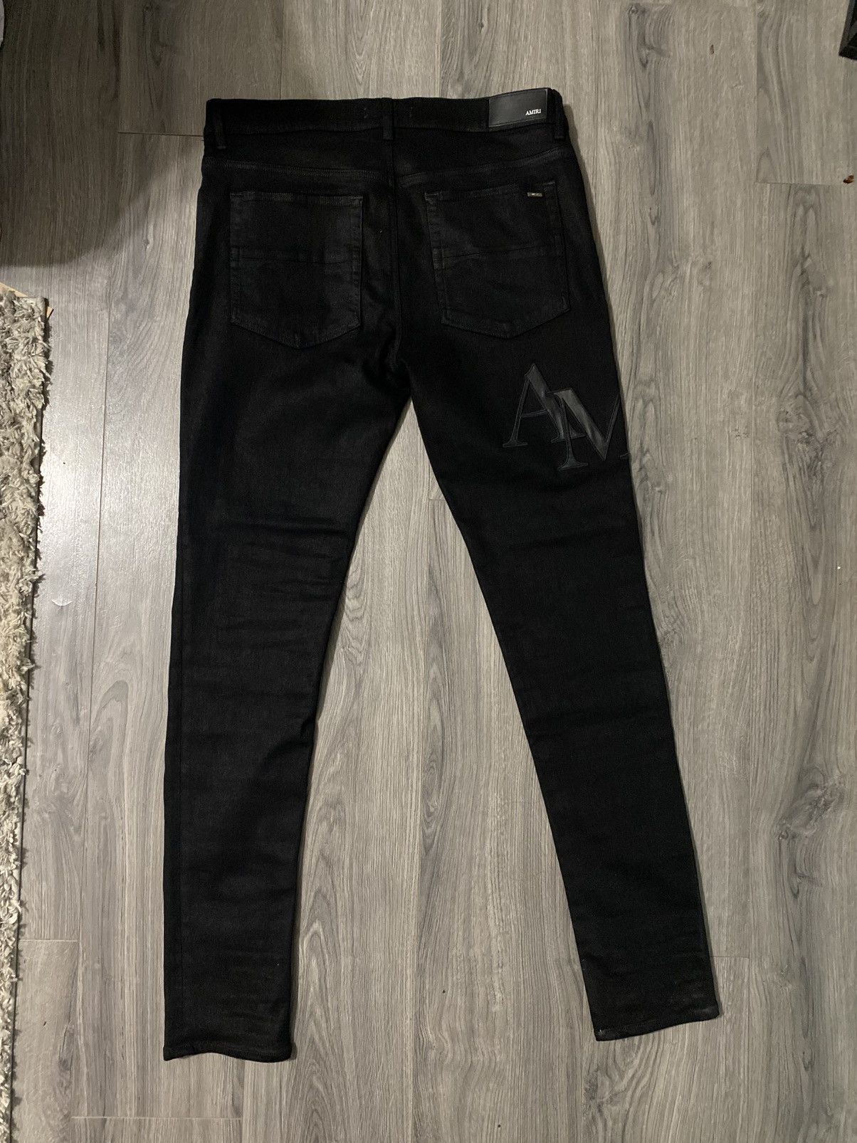 Amiri Amiri Black Wax Staggered Logo Skinny Jeans Size US 36 / EU 52 - 2 Thumbnail
