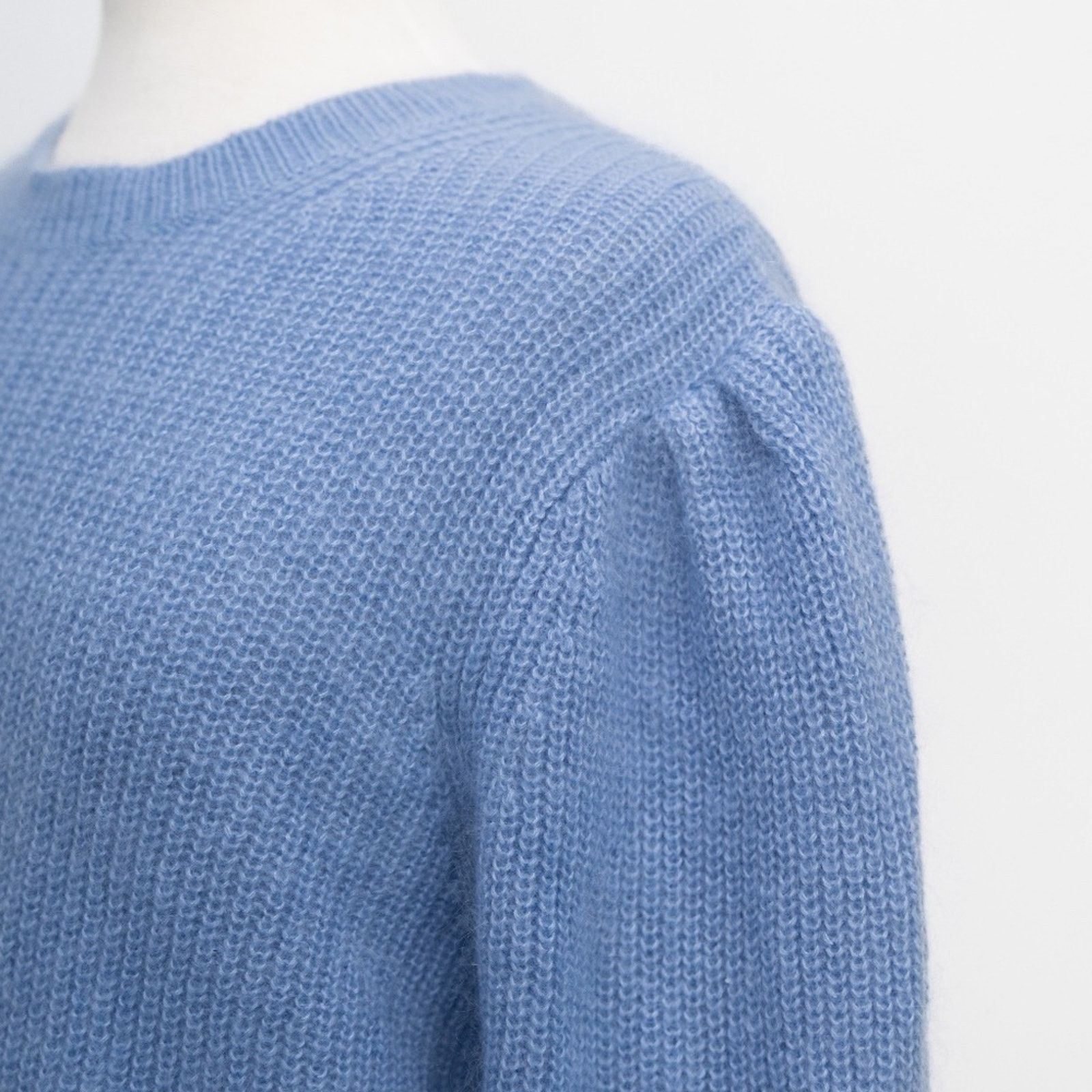 Designer Lewit. Puff Sleeve Mohair Angora Silk Wool Blend Sweater. Size L / US 10 / IT 46 - 8 Thumbnail