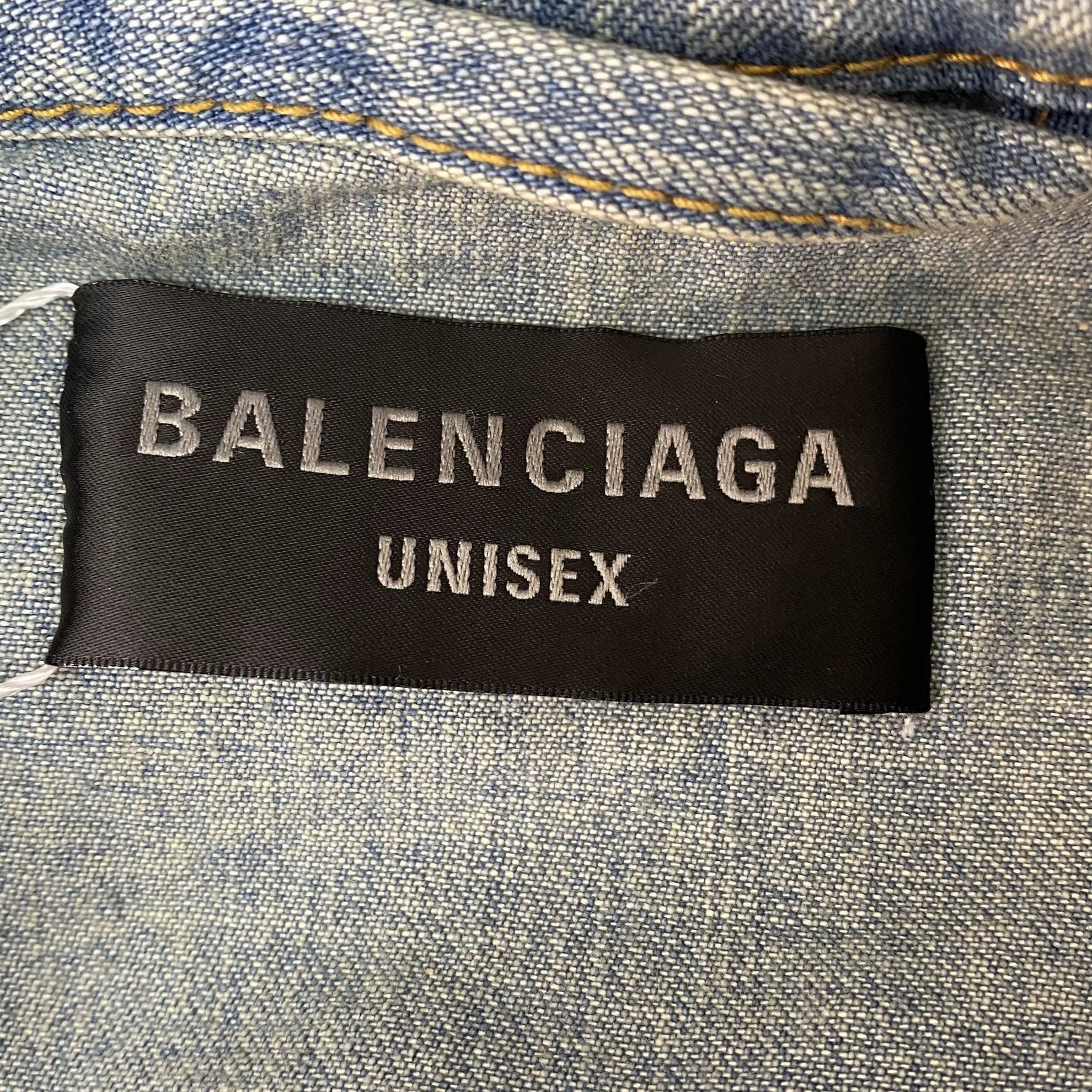 Balenciaga Balenciaga Blue Logo Denim Jacket XS Size US XS / EU 42 / 0 - 7 Thumbnail
