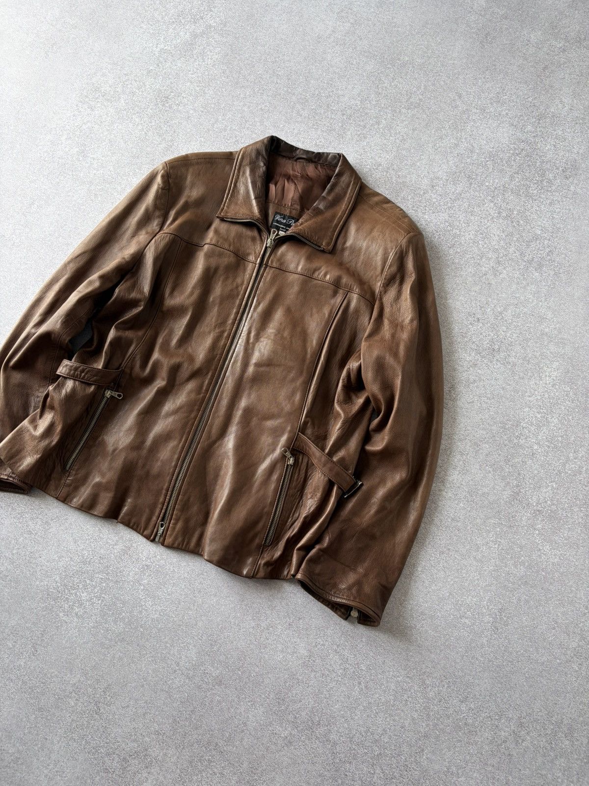 Vera Pelle VTG Vera Pelle Leather Zip Brown Jacket Straps Antique Style Size US XL / EU 56 / 4 - 3 Thumbnail