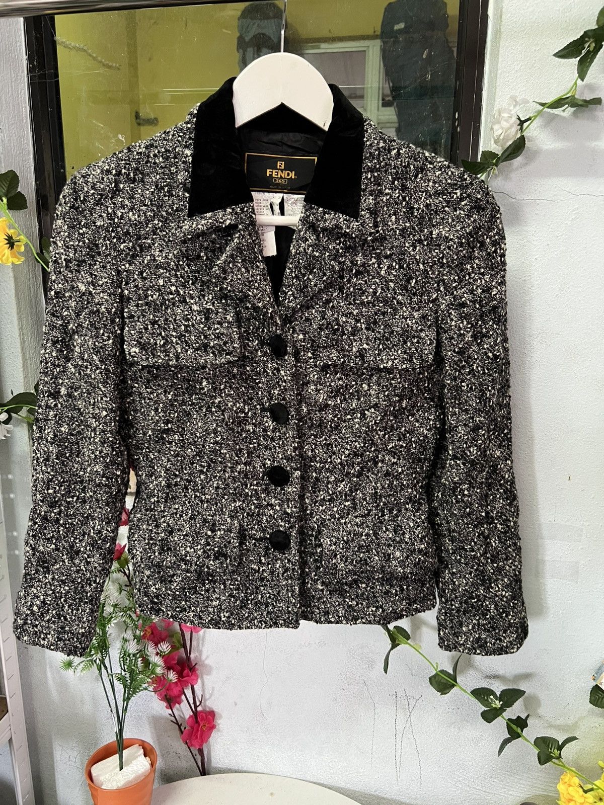 Fendi Authentic Fendi Tweed Coat Size S / US 4 / IT 40 - 1 Thumbnail