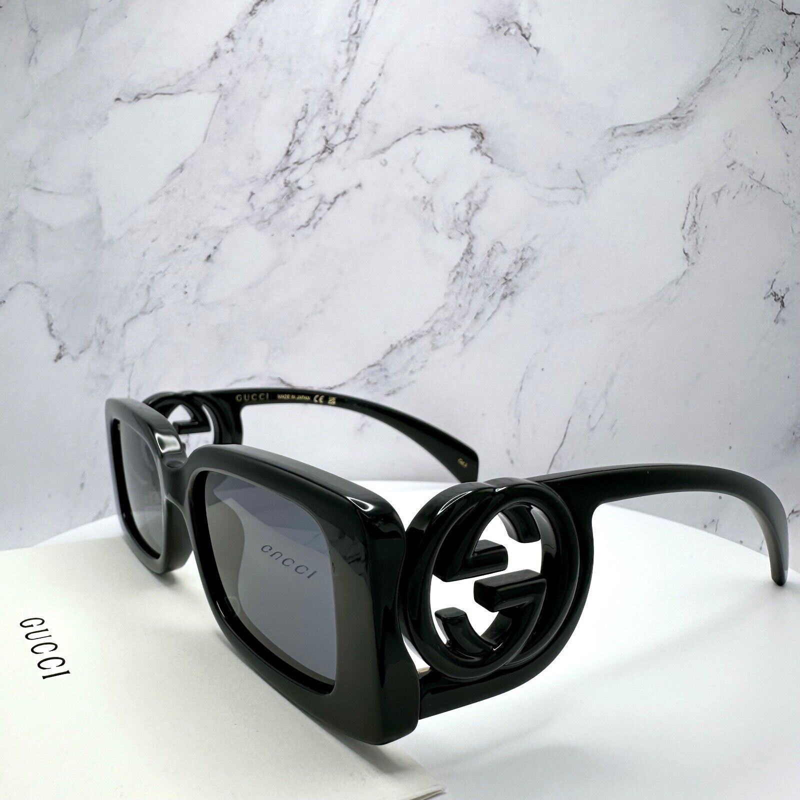 Gucci Gucci Black Sunglasses Interlocking GG Logo Triple Black New Size ONE SIZE - 20 Thumbnail