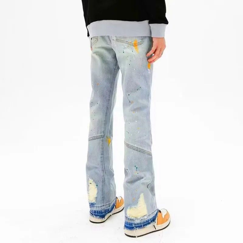 Japanese Brand × Vintage Ink Graffiti Baggy Ripped Flare Jeans Pants Size US 30 / EU 46 - 2 Thumbnail