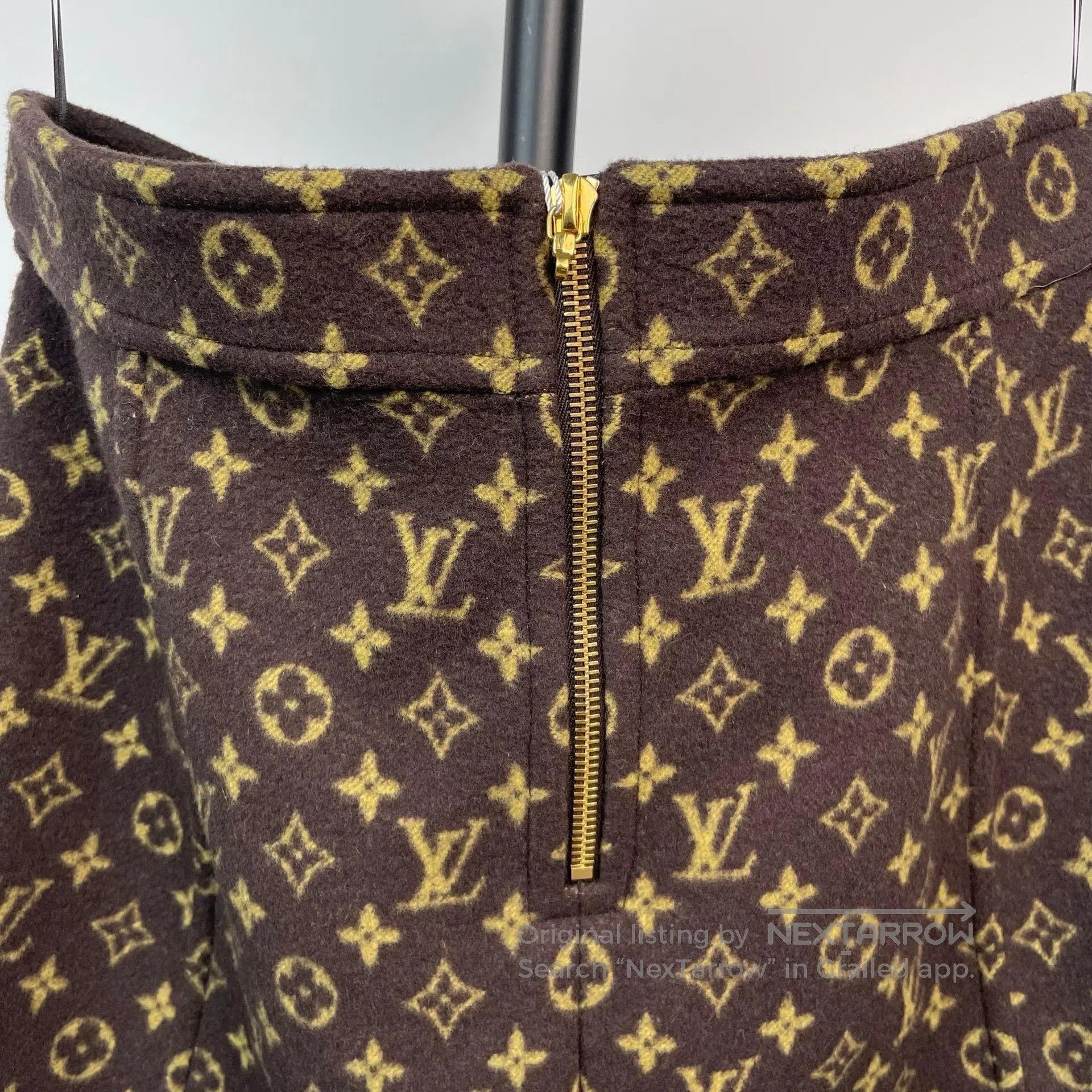 Louis Vuitton Louis Vuitton Brown Fleece Lined Camo Print Midi Skirt| Size 37" - 4 Thumbnail
