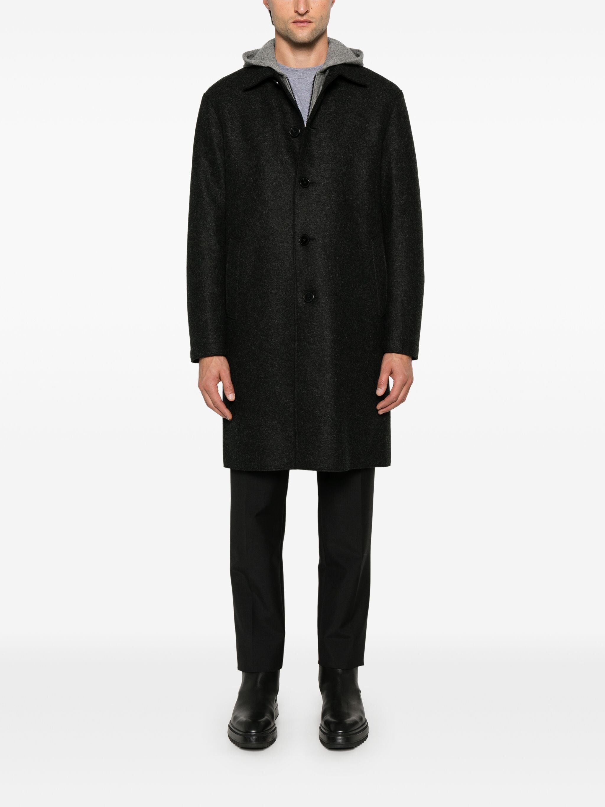 Harris Wharf London o1s22i1n1024 Single-Breasted Pressed Wool Coat in Dark Grey Size US M / EU 48-50 / 2 - 2 Thumbnail