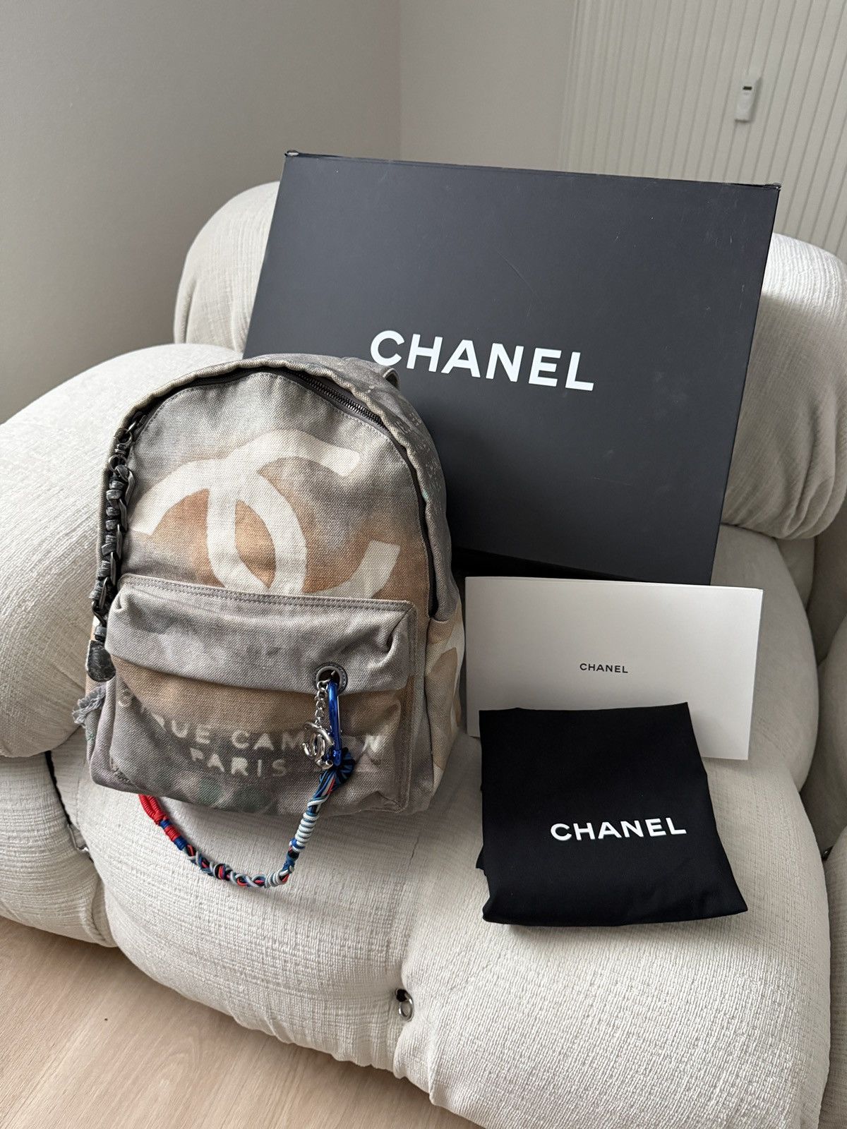 Chanel SS14 Artclass Light Grey Canvas Graffiti Backpack FULL SET Size ONE SIZE - 25 Thumbnail