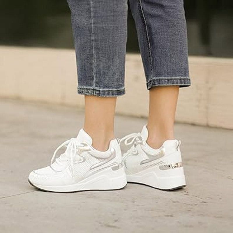 Other Cestfini Women's Size 9 White Lace Up Wedge Heel Sneakers Size US 9 / EU 42 - 5 Thumbnail