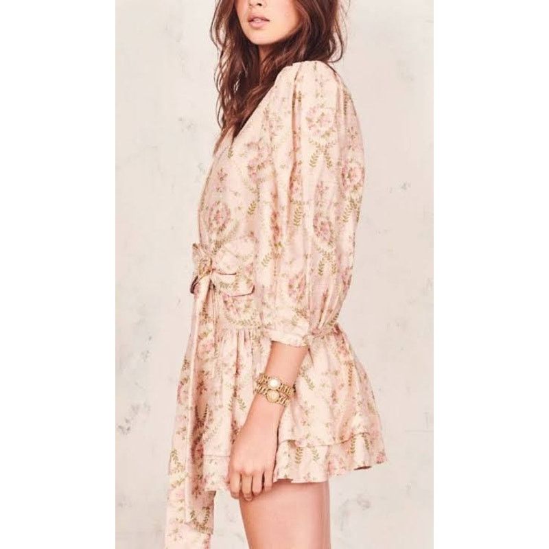 LoveShackFancy LoveShackFancy Pearla Floral Silk Mini Dress rose Size 0 Size XS / US 0-2 / IT 36-38 - 4 Thumbnail