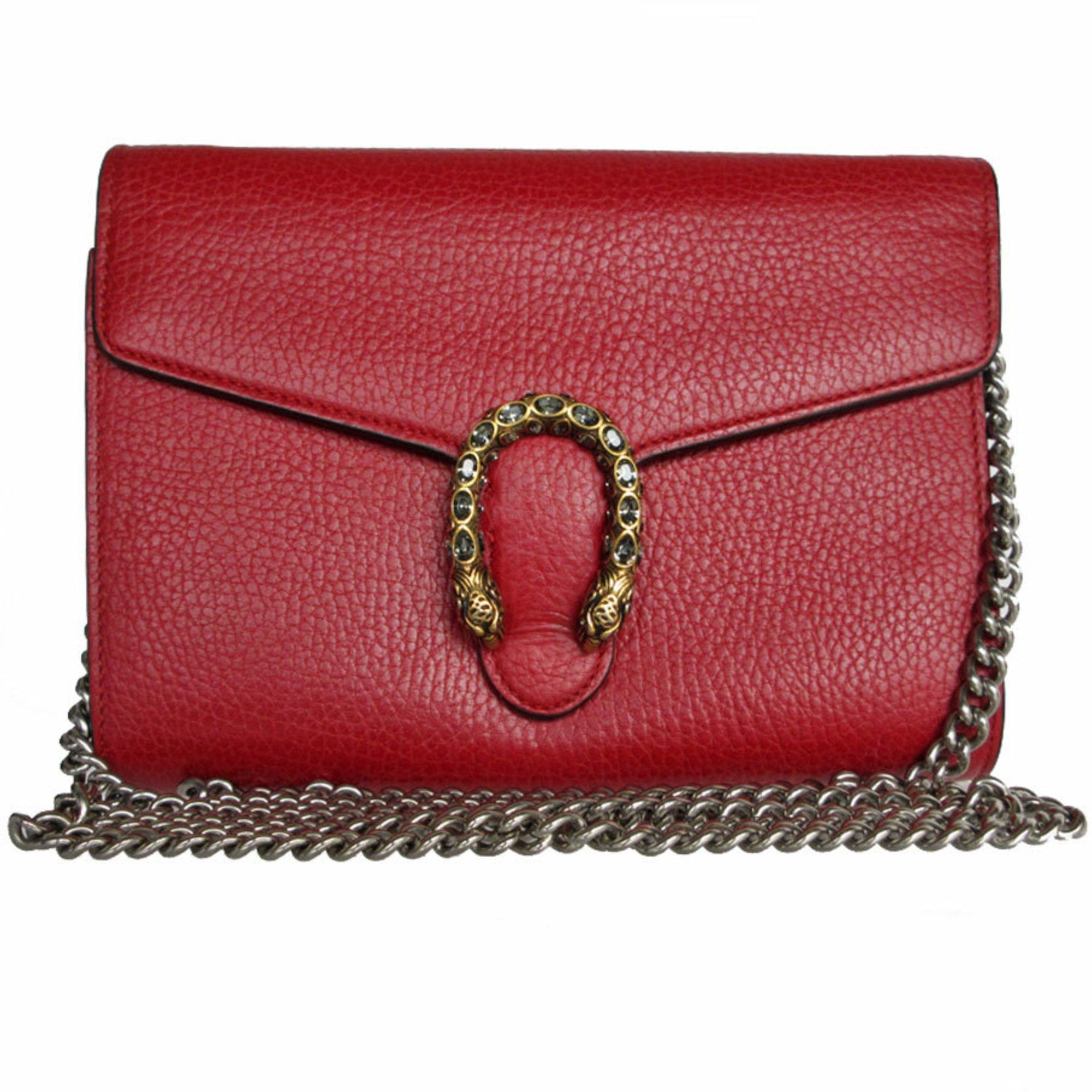 GUCCI Chain Wallet Dionysus Leather Red Women's 401231 k0009