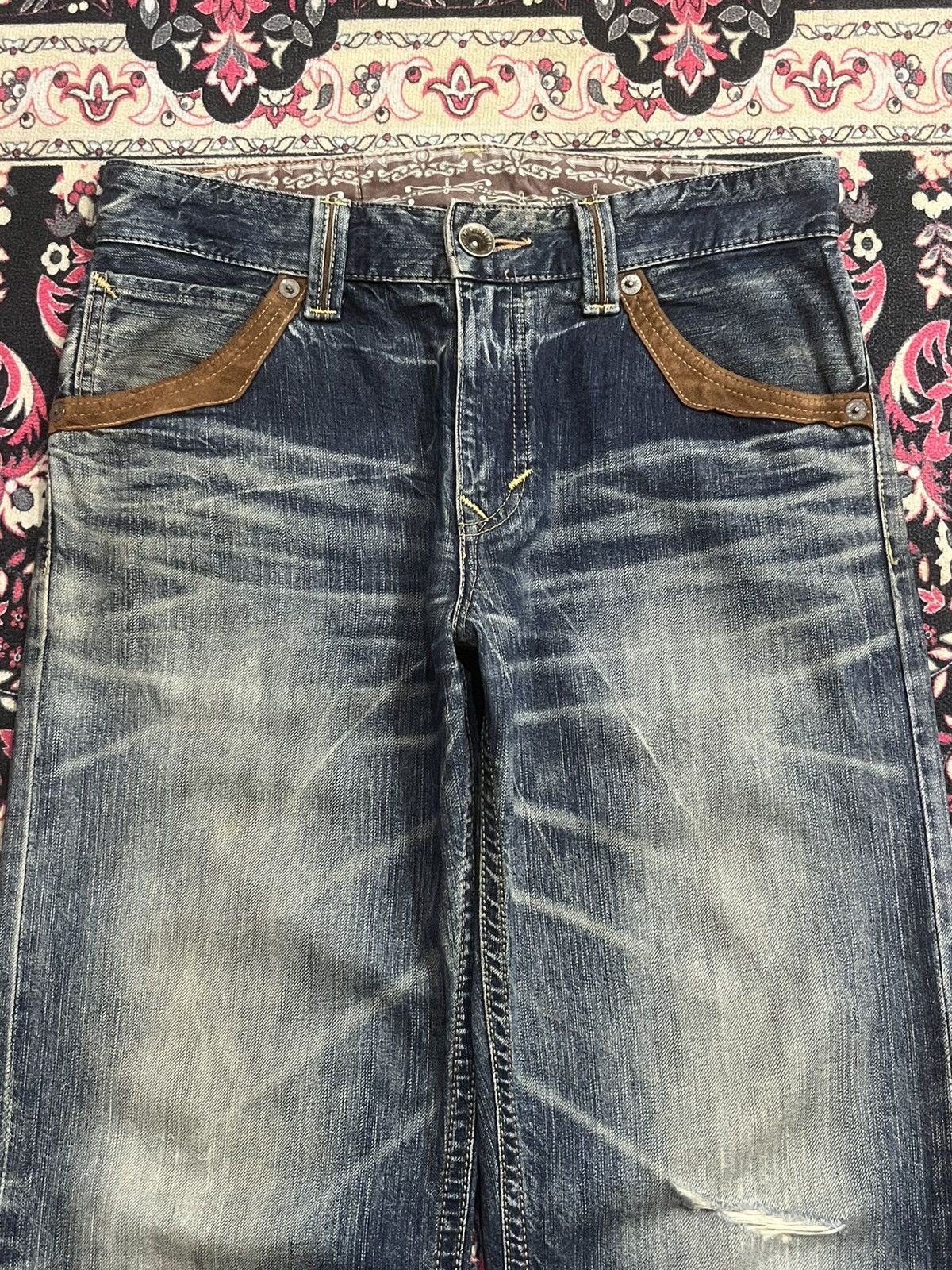Edwin ⚡️Distressed⚡️Vintage Edwin XVS Blue Faded Washed Loose Jeans Size US 30 / EU 46 - 4 Thumbnail