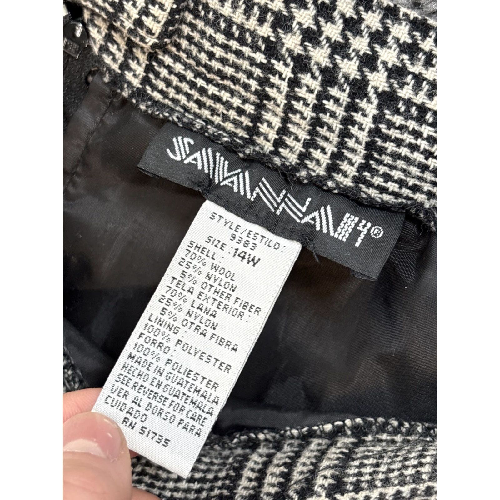 Vintage VINTAGE Savannah Gray Herringbone Wool Midi Skirt Women 14W Long Pencil Lined Tweed 90s Fall Winter Spring Size 36" / US 14 / IT 50 - 5 Thumbnail