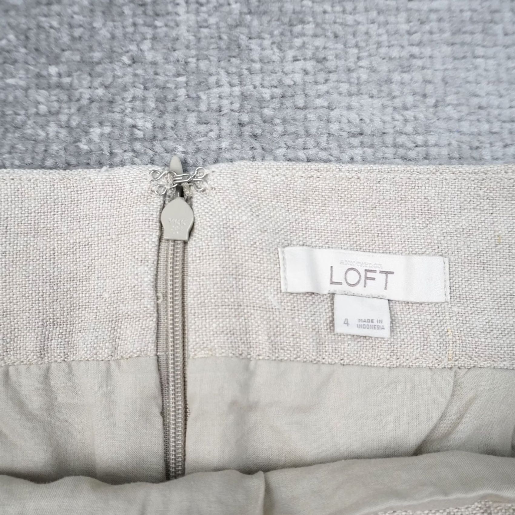 Loft LOFT Beige Linen Knee Length Skirt Size 4 Straight Pencil Casual Neon Trim Womens Size 27" / US 4 / IT 40 - 6 Thumbnail