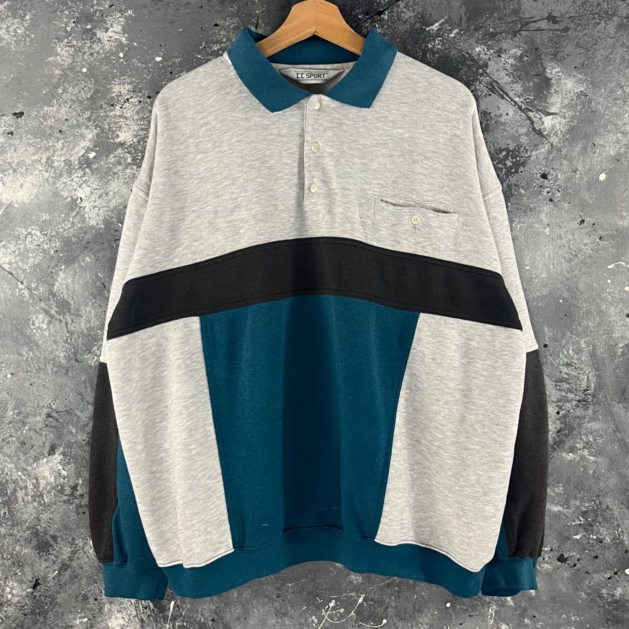 Vintage Vintage 90’s Geometric Rugby sweatshirt Size US XL / EU 56 / 4 - 1 Thumbnail