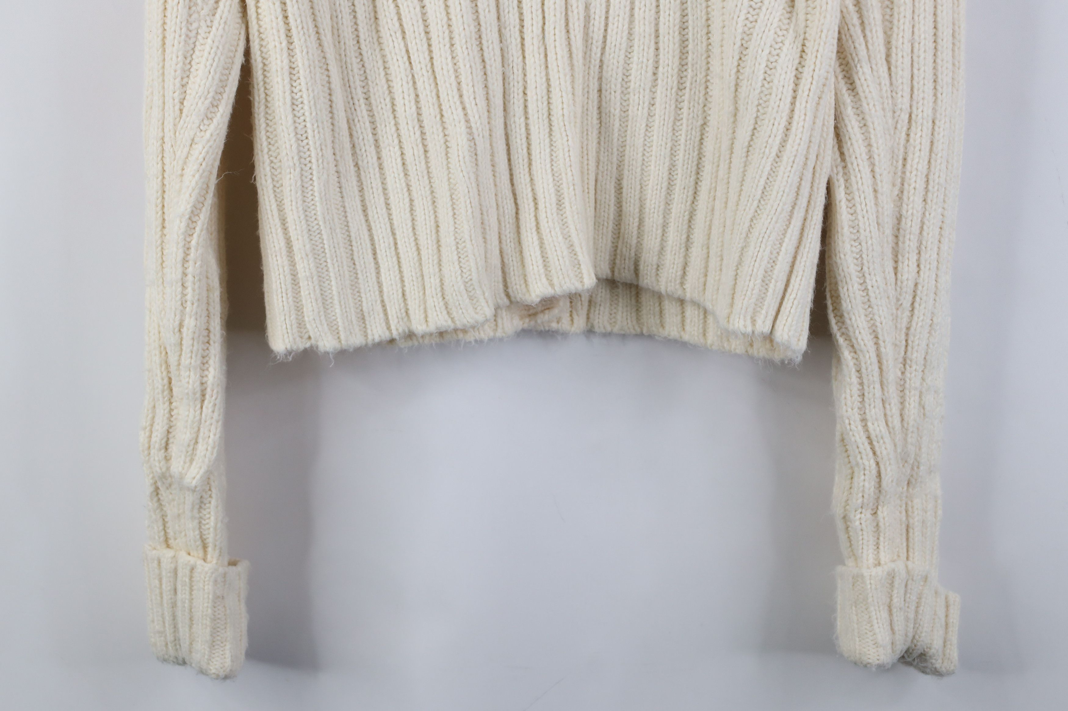 Vintage Vintage 90s Y2K Babydoll Cable Knit Fisherman Hooded Sweater Size S / US 4 / IT 40 - 9 Thumbnail
