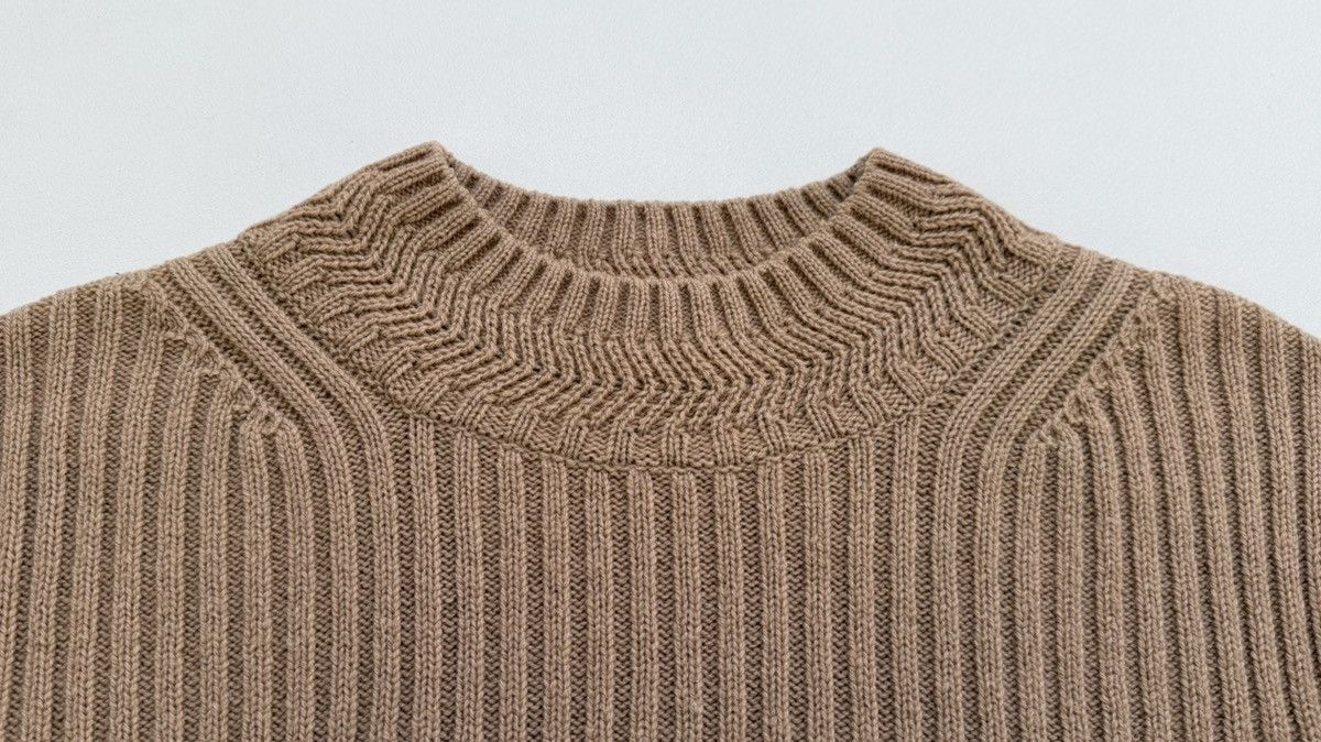 Dries Van Noten Camel Ribbed Knit Boxy Wool Sweater Size US M / EU 48-50 / 2 - 4 Thumbnail