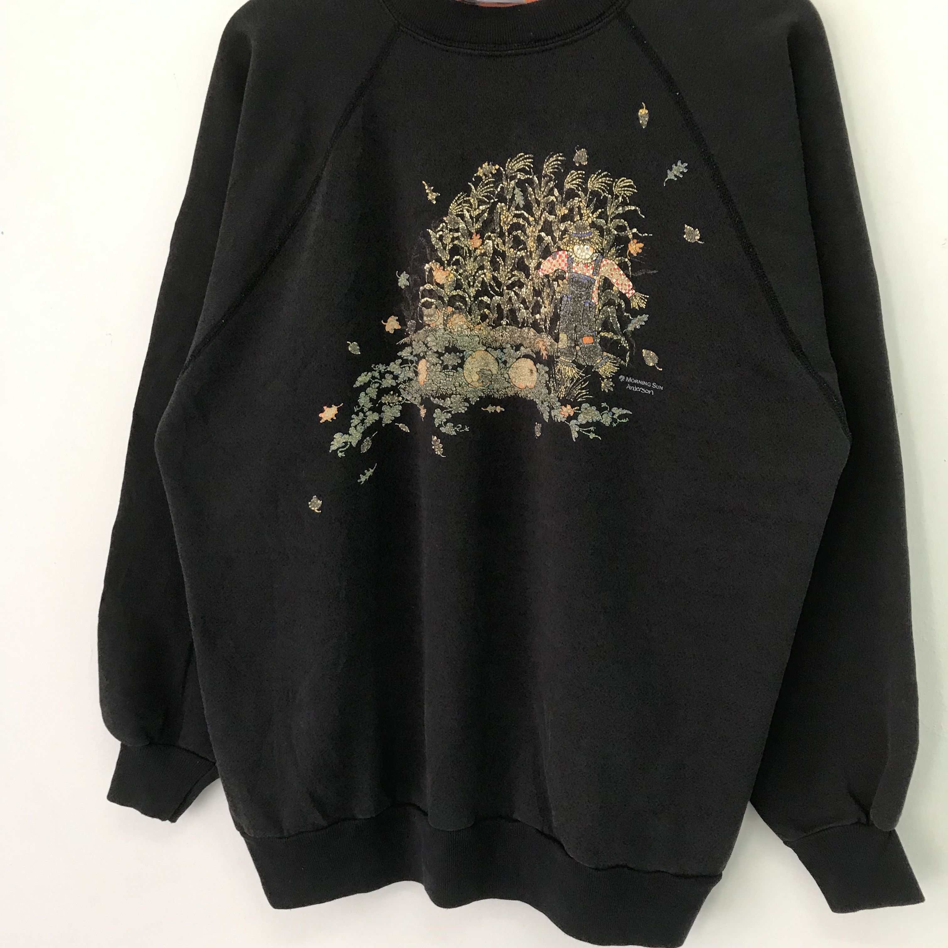 Vintage Vintage 90s Morning Sun Black Sweatshirt - 644 Size US XXL / EU 58 / 5 - 3 Thumbnail