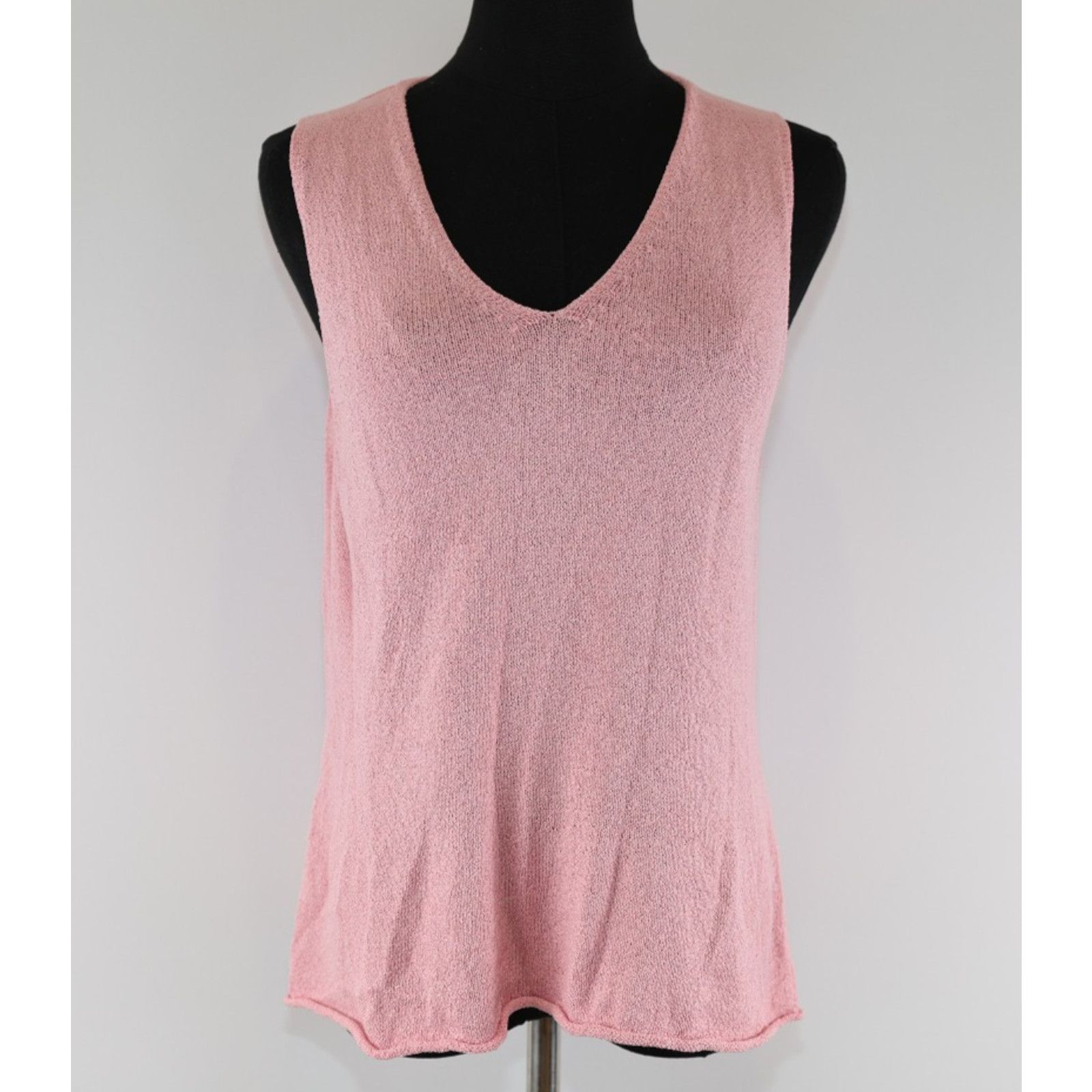 Eileen Fisher EILEEN FISHER Pink Silk/Nylon Knit V Neck Tank Top Size PM Size L / US 10 / IT 46 - 2 Thumbnail