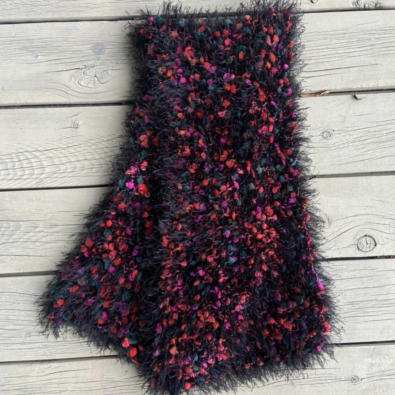 Other Black/Red Handmade Fuzzy Winter Scarf Size ONE SIZE - 2 Thumbnail