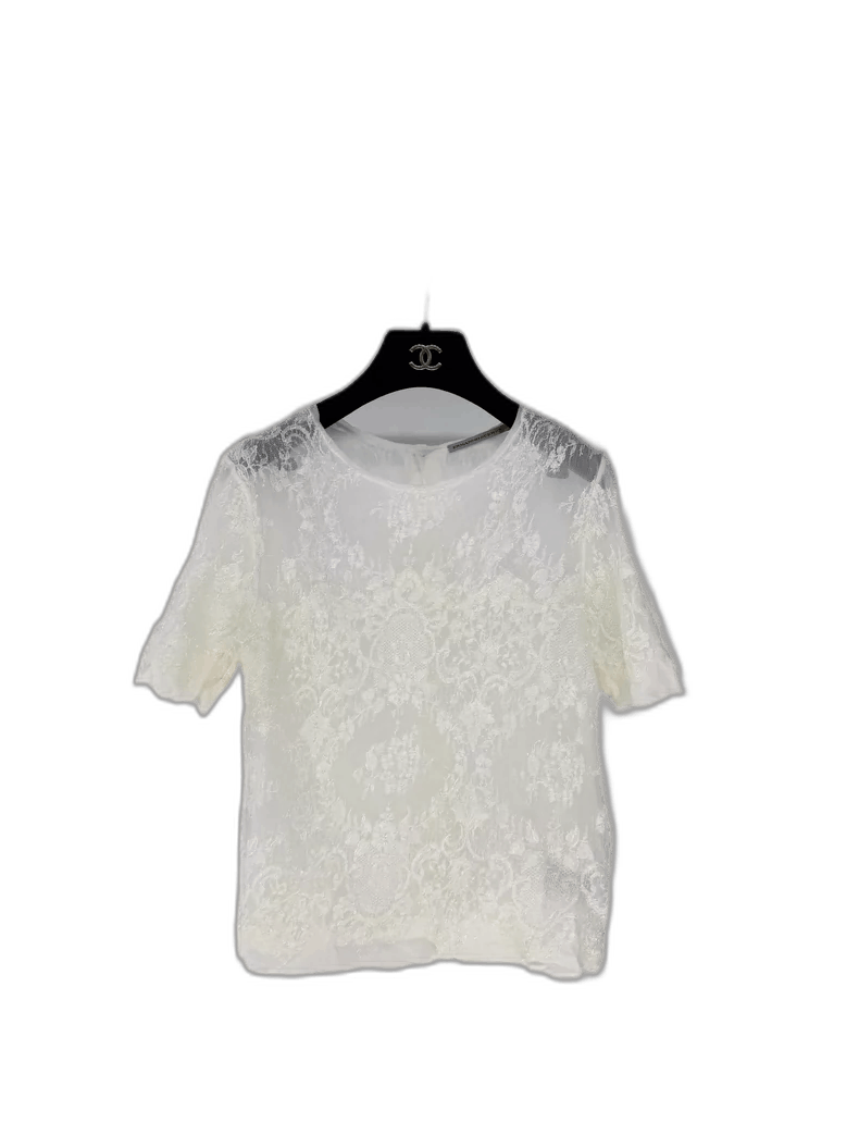 Ermanno Scervino Ermanno Scervino Lace Short Sleeve Top Size S / US 4 / IT 40 - 1 Thumbnail