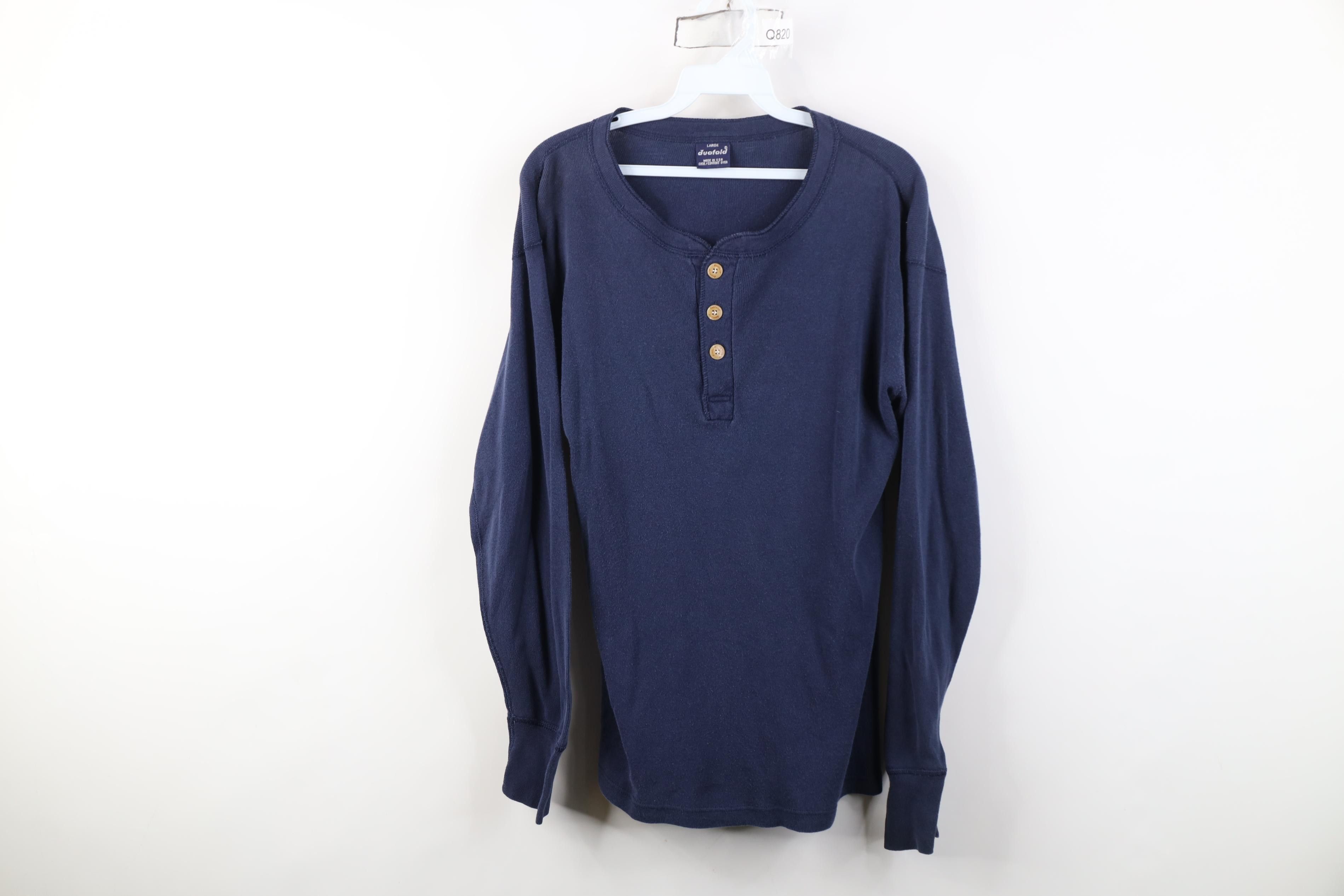 Vintage Vintage 70s Streetwear Ribbed Knit Thermal Henley T-Shirt Size US L / EU 52-54 / 3 - 1 Thumbnail