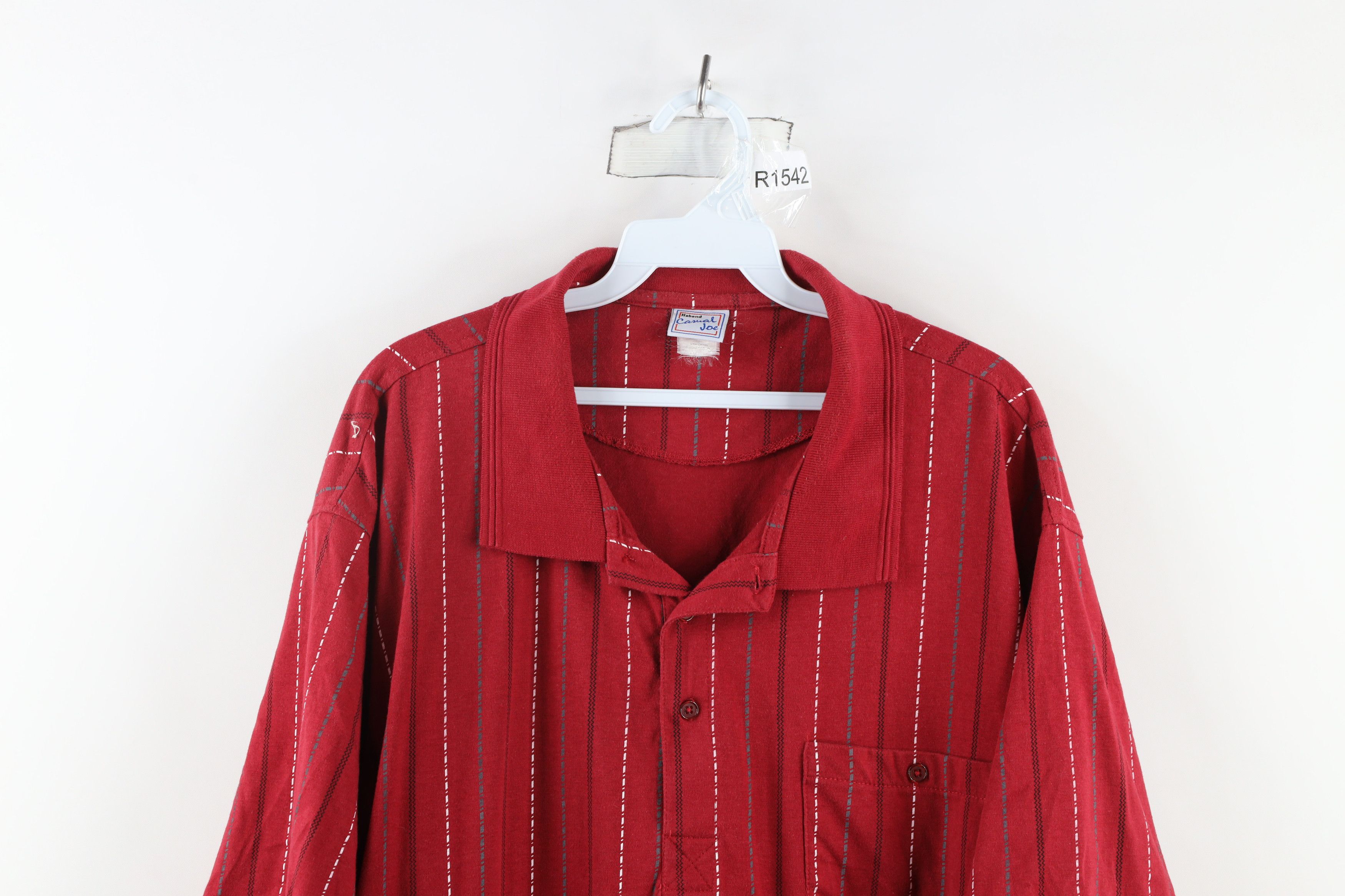 Vintage Vintage 90s Streetwear Collared Pullover Polo Shirt Red Size US XXL / EU 58 / 5 - 2 Thumbnail