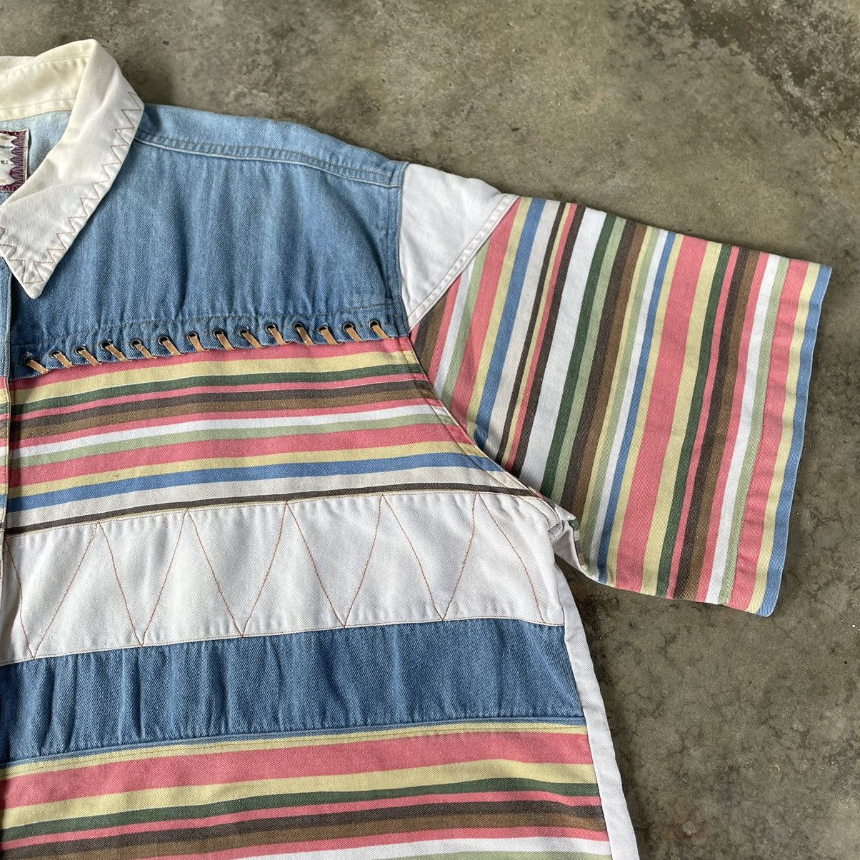 Japanese Brand × Vintage 🔥Sick🔥Vintage Forelli Multicolour Sashiko Buttons Shirts Size US XXL / EU 58 / 5 - 4 Thumbnail