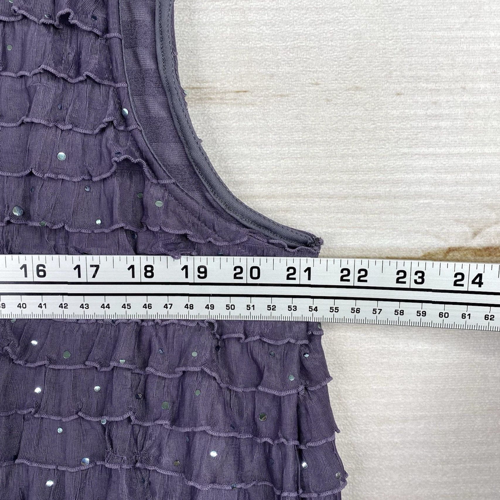 Vintage Cocomo Womens Top 2X Purple Y2K 90s Sequin Ruffle Vintage Whimsigoth Scoop Sleeveless Blouse Size XXL / US 16-18 / IT 52-54 - 5 Thumbnail
