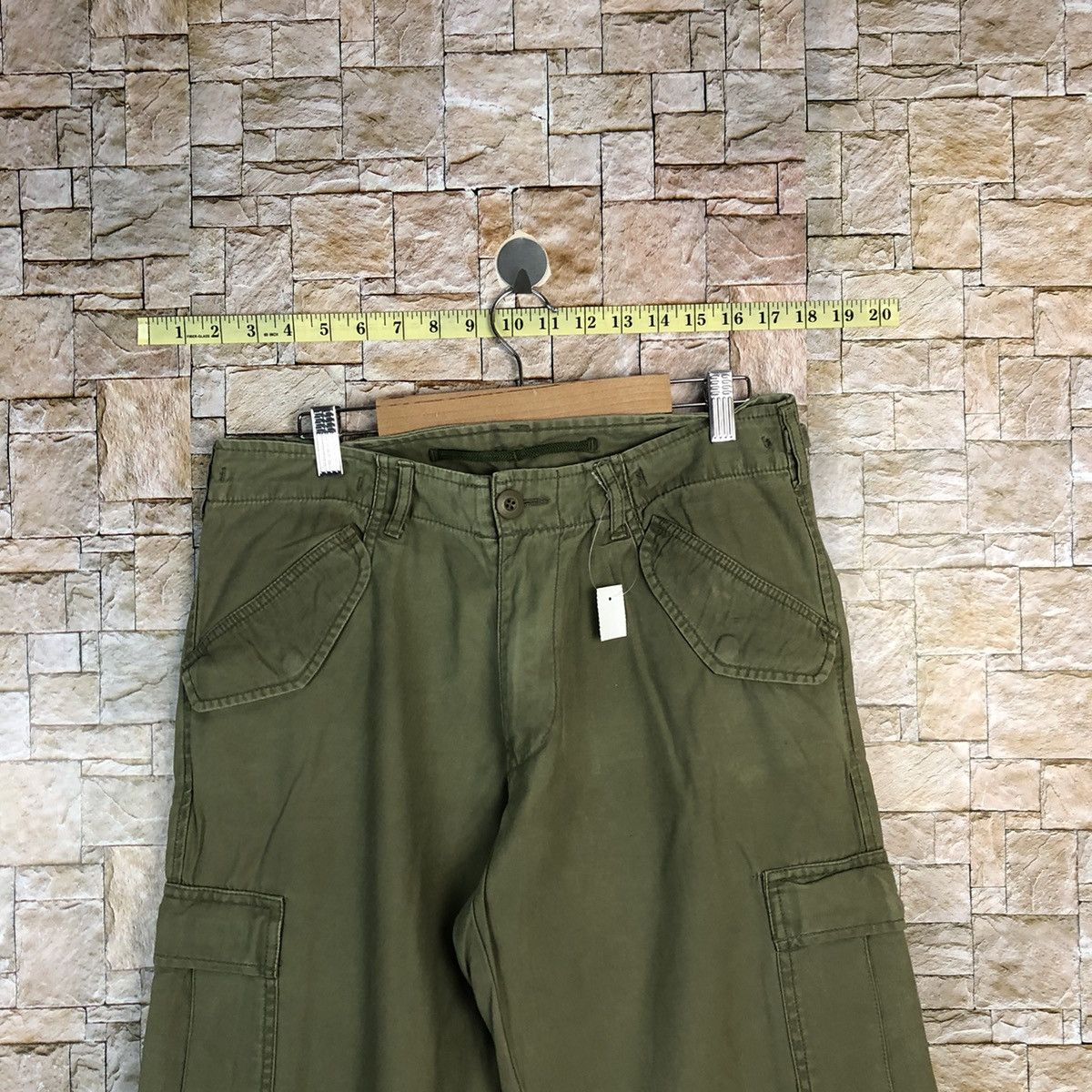 Japanese Brand Back Number Green Cargo Multipocket Pants #A734 Size US 31 - 4 Thumbnail