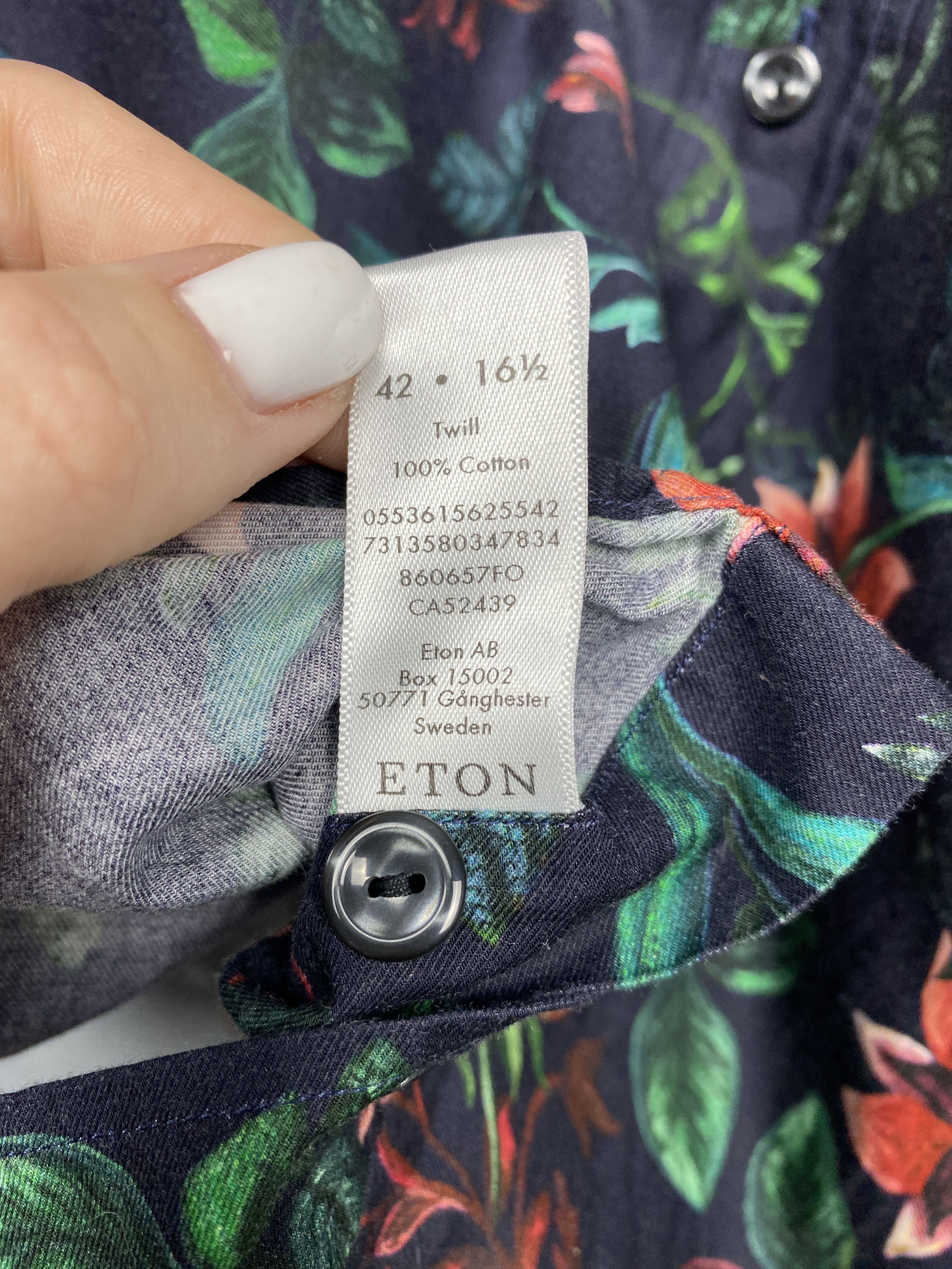 Eton × Vintage ETON Vintage Mens Floral Print Long Sleeve Shirt Size US L / EU 52-54 / 3 - 6 Thumbnail