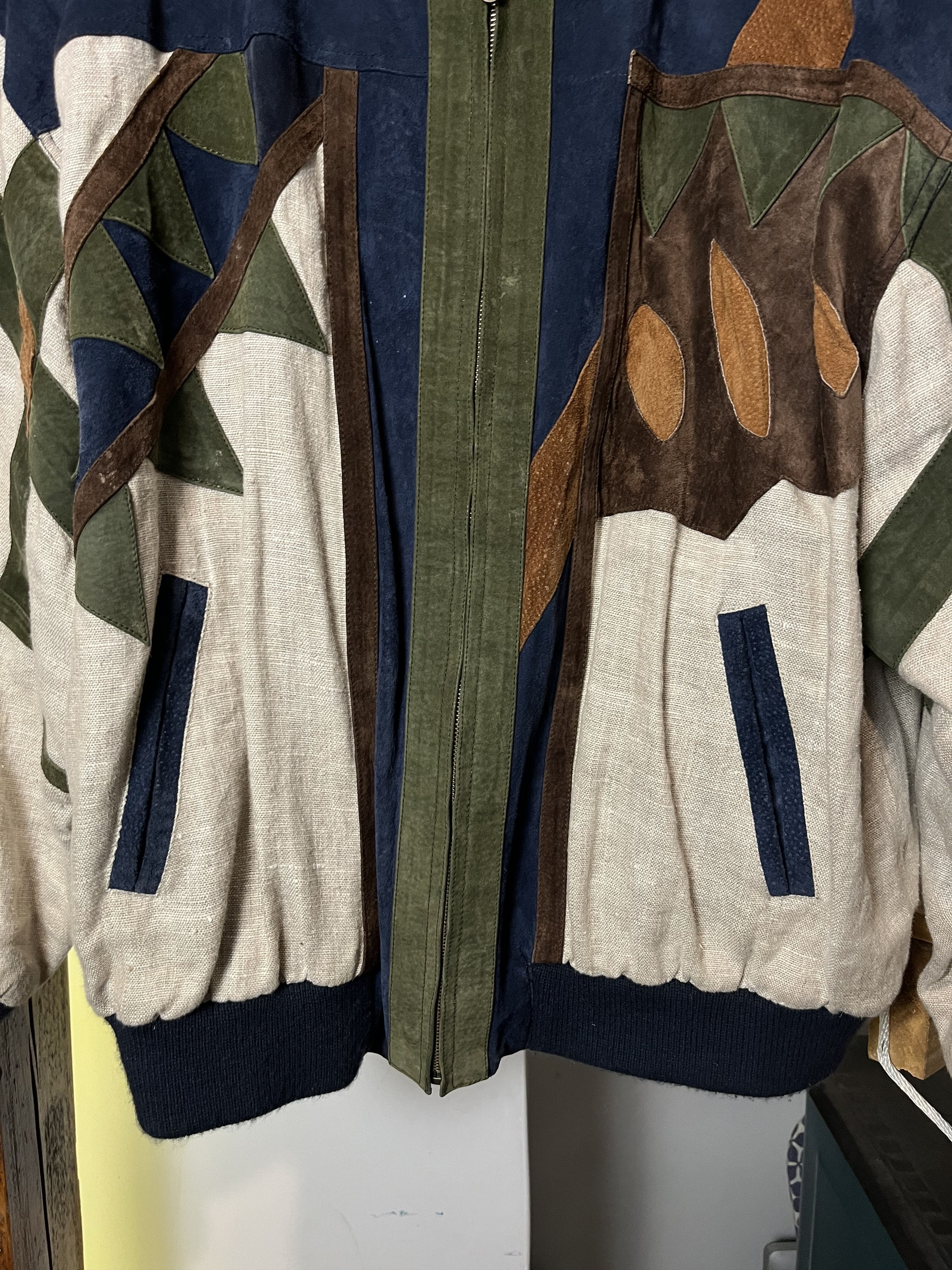 Japanese Brand Vintage 90s Aztec Leather Linen Cowboy Jacket Size US L / EU 52-54 / 3 - 4 Thumbnail