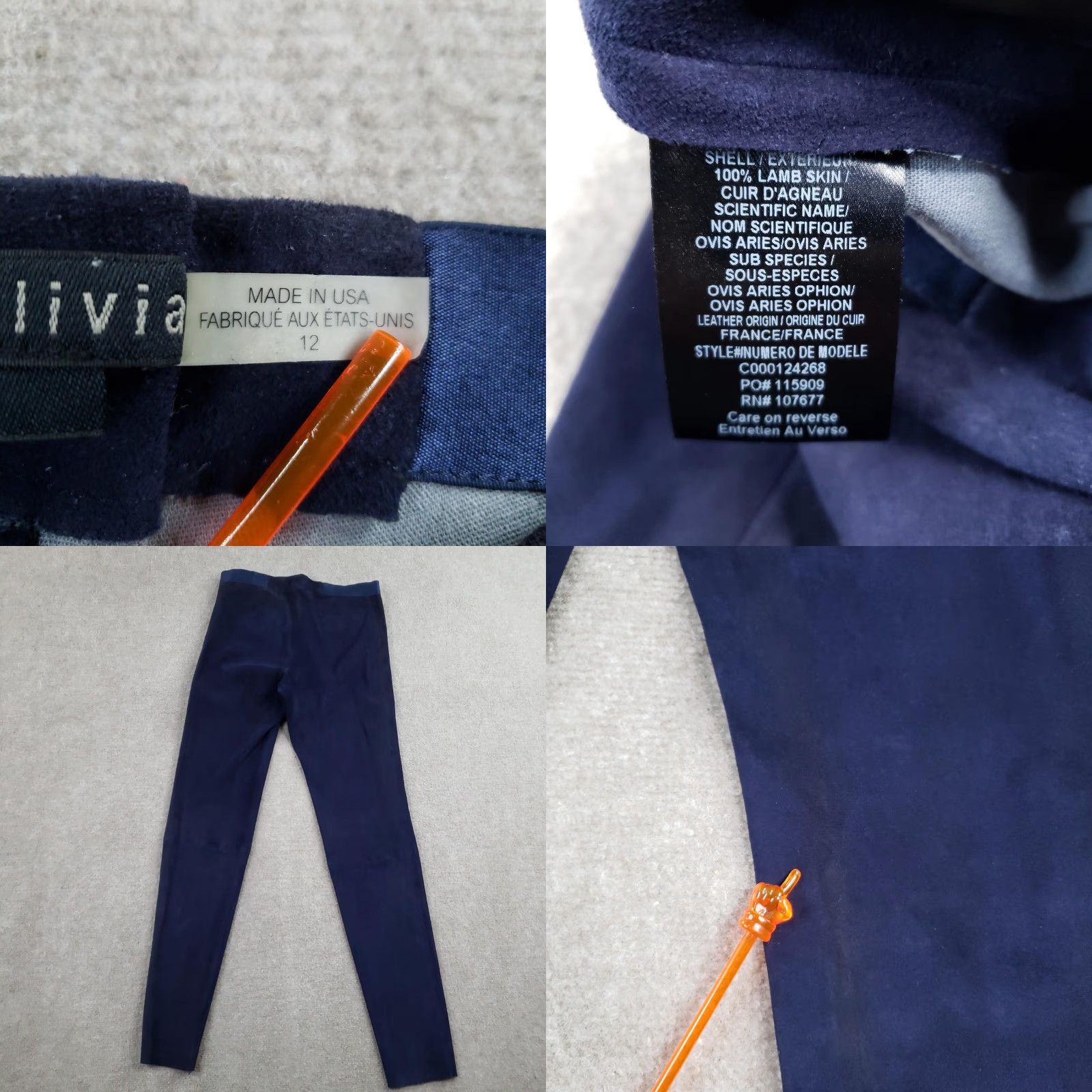 Alice + Olivia VINTAGE Alice + Olivia Base Pants Womens Size 12 Blue Zip Lamb Leather Skinny Ankle Size 34" / US 12 / IT 48 - 10 Thumbnail