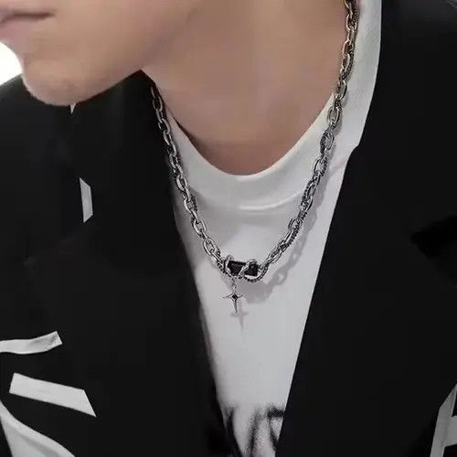 Jewelry Black Zircon Cross Star Pendant Necklace Size ONE SIZE - 3 Thumbnail