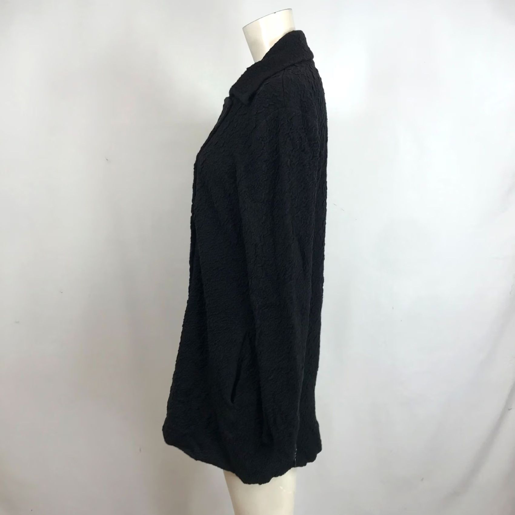 Eileen Fisher EILEEN FISHER Jacket Womens M Black Snap Closure Collared Textured Casual Size M / US 6-8 / IT 42-44 - 6 Thumbnail