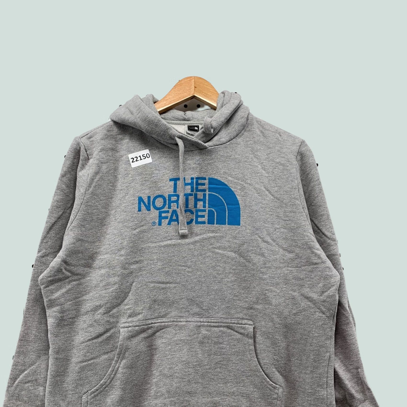 The North Face North Face Sweatshirt Blue Logo Womens Large Hooded Pullover Gray Blue Logo Sweatshirt Womens Large Hooded Pullover Size L / US 10 / IT 46 - 1 Thumbnail