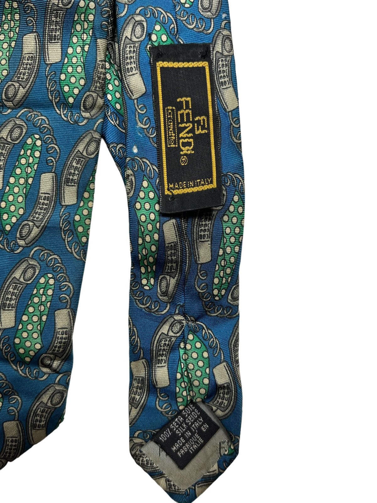Fendi Rare!! Vintage Fendi Telephone Retro Motif Tie 100% Silk Size ONE SIZE - 4 Thumbnail