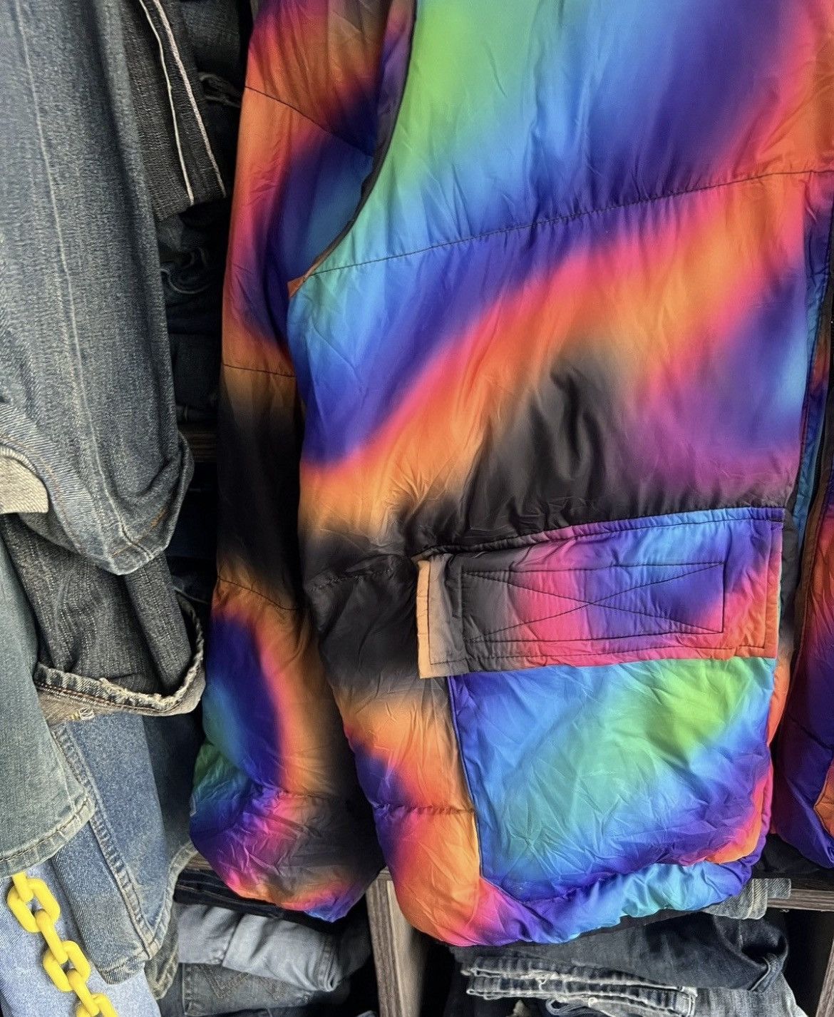 🔥Rare Distressed Converse Multicolor Puffer Jacket