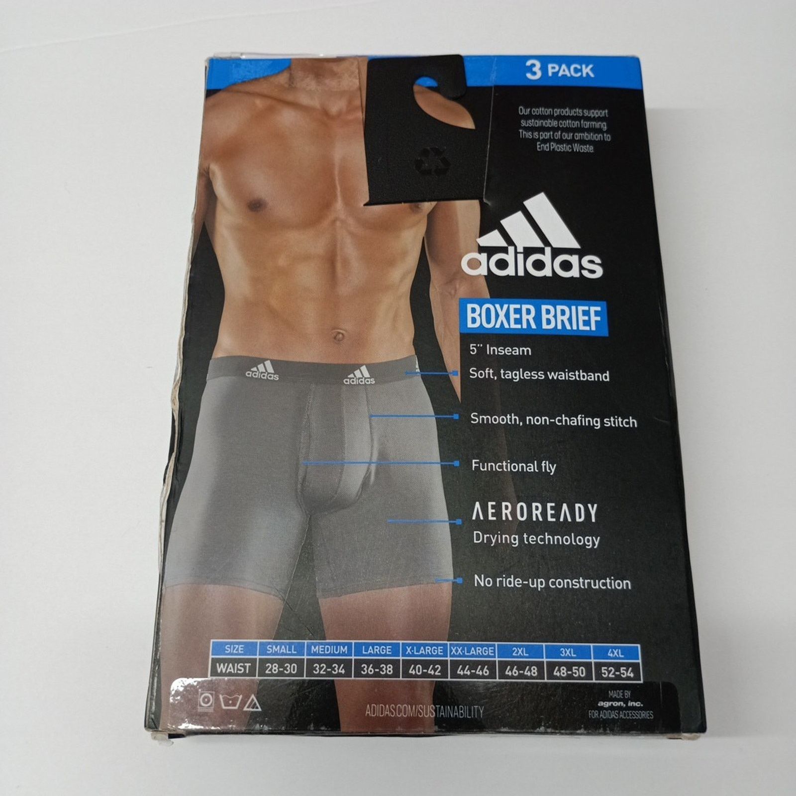 Adidas adidas Cotton Stretch Men's Boxer Briefs 3-Pack Size M Size 32 - 2 Thumbnail