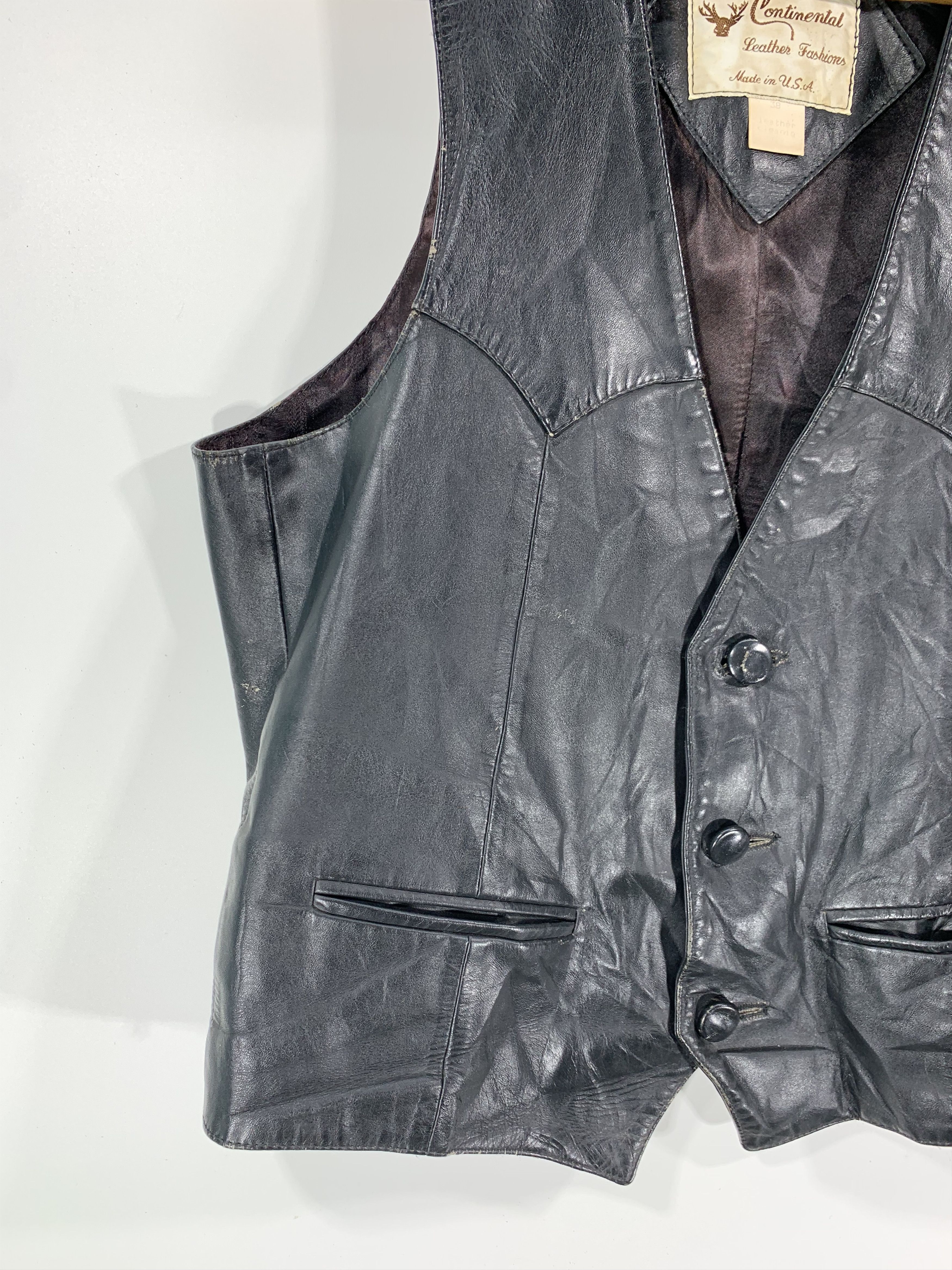 Leather × Vintage 70-80s Vintage Continentel Leather Vest Size US S / EU 44-46 / 1 - 3 Thumbnail