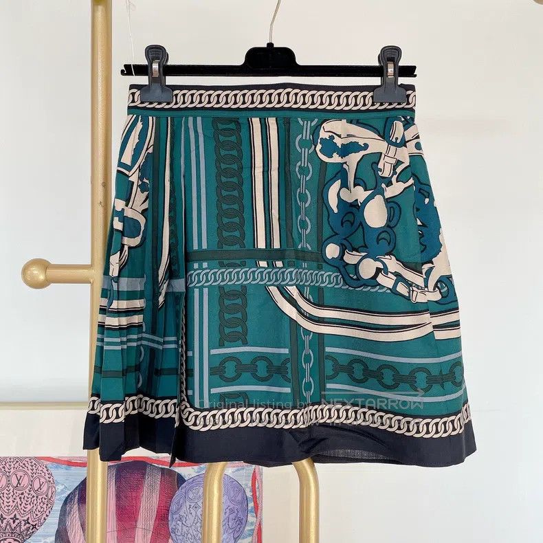 Hermes Green printed skirt