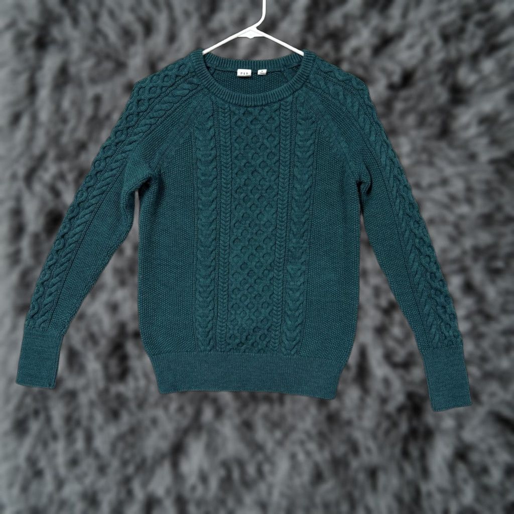 Gap VINTAGE Gap Sweater Womens M Teal Cable Knit Crew Neck Cotton Layering Preppy Pullover Size M / US 6-8 / IT 42-44 - 1 Thumbnail